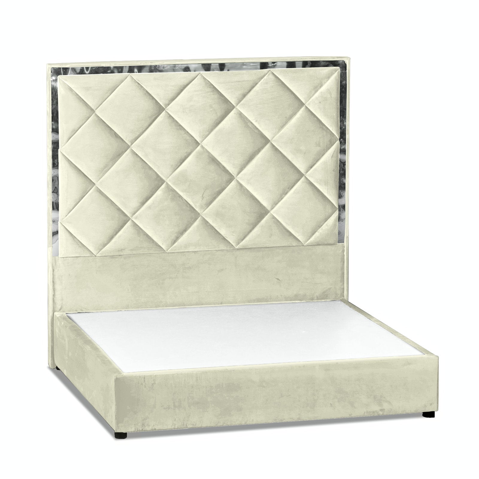 In House | Lisbon Velvet Bed Frame Ivory 200x160