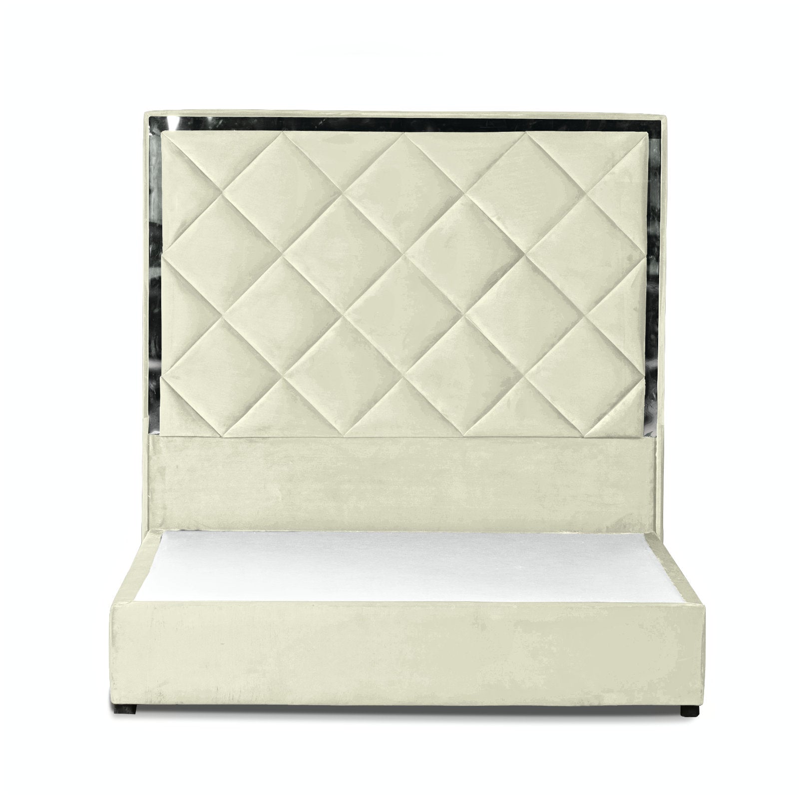 In House | Lisbon Velvet Bed Frame Ivory 200x160