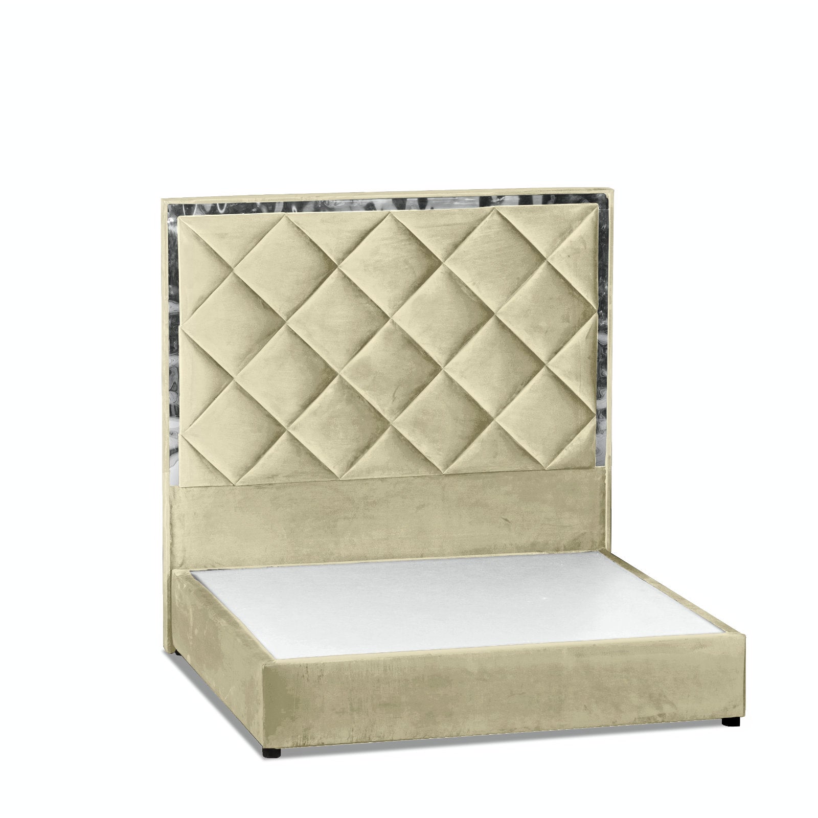 In House | Lisbon Velvet Bed Frame Beige 200x160
