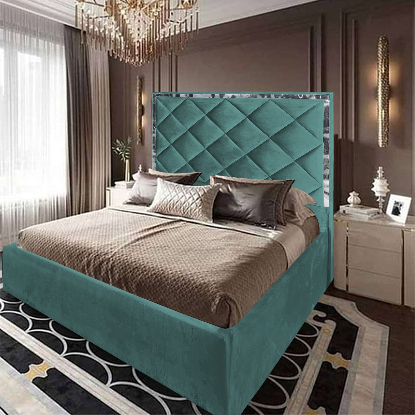 In House | Maldives Velvet Bed Frame Turquoise 200x200
