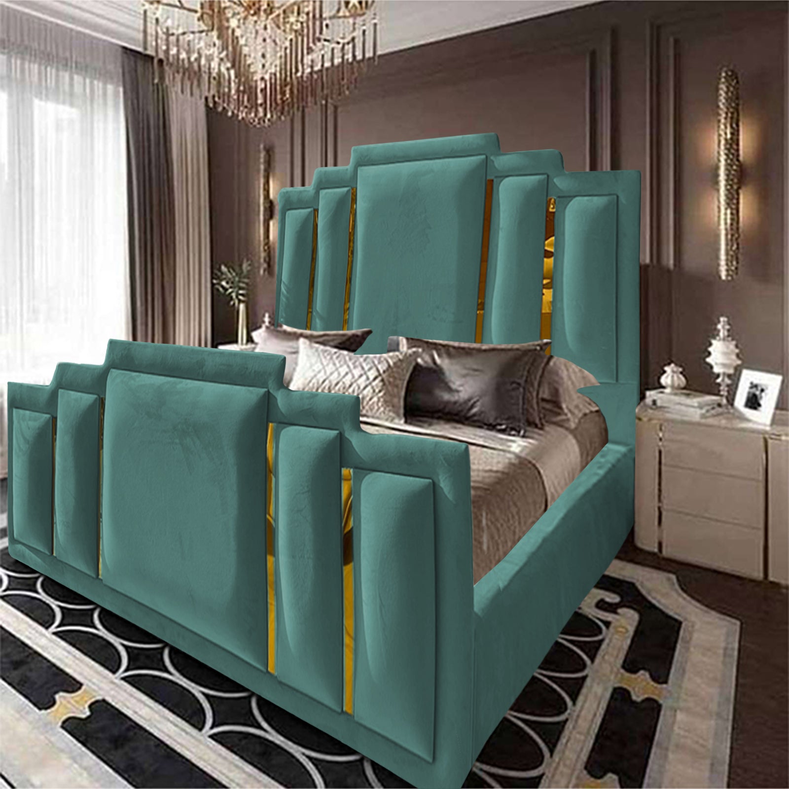 In House | Maldives Velvet Bed Frame Turquoise 200x150