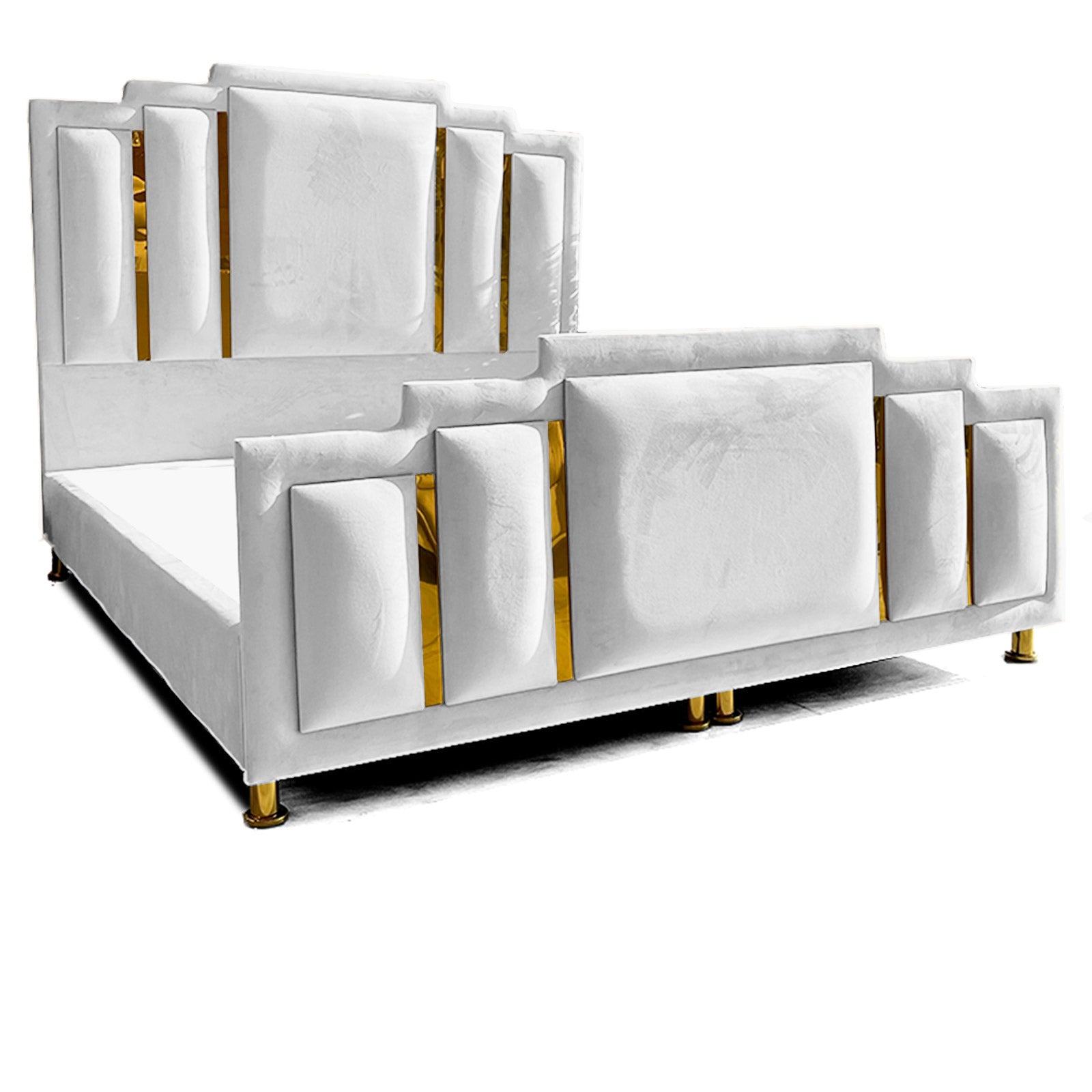 In House | Maldives Velvet Bed Frame White 200x160