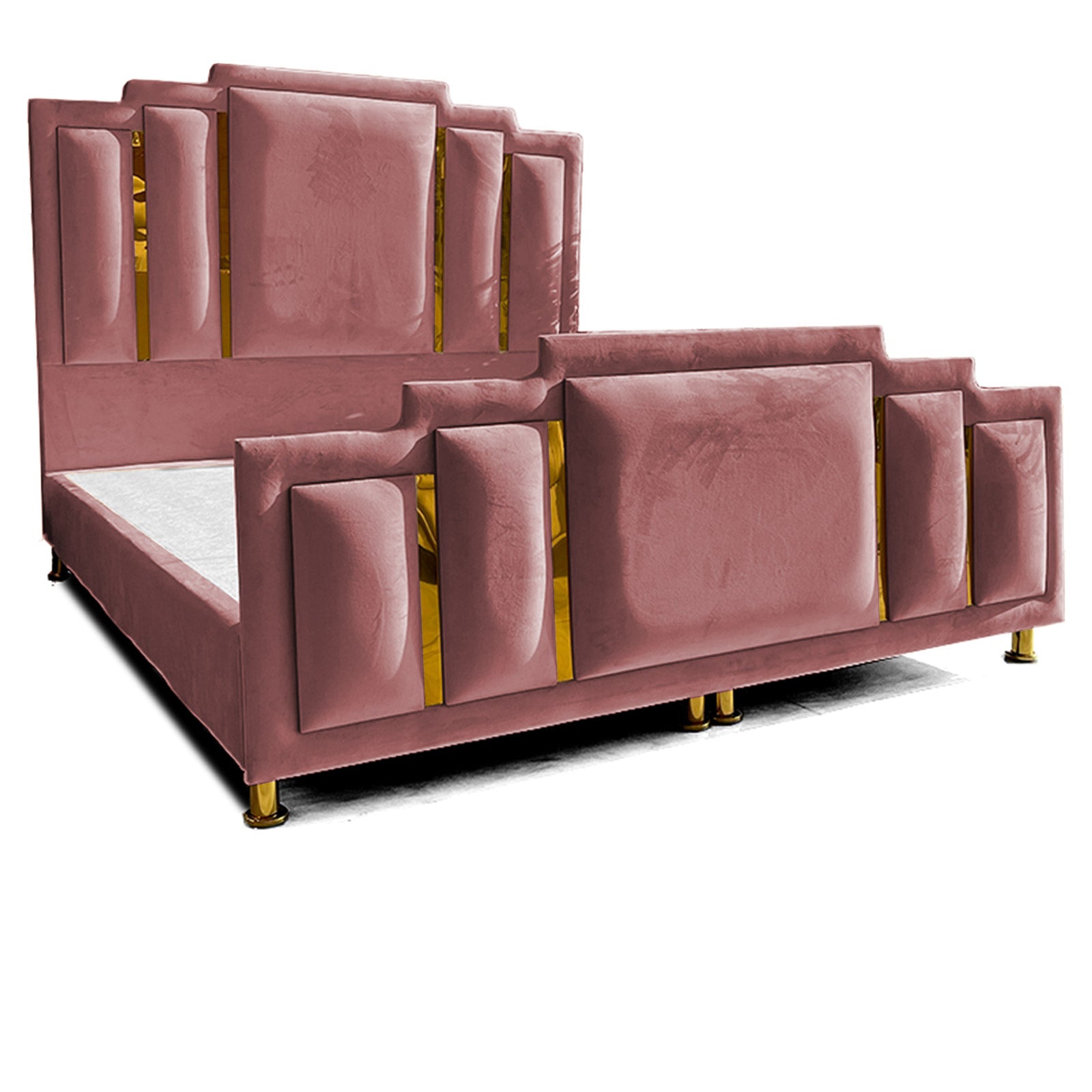 In House | Lisbon Velvet Bed Frame Dark Pink 200x90