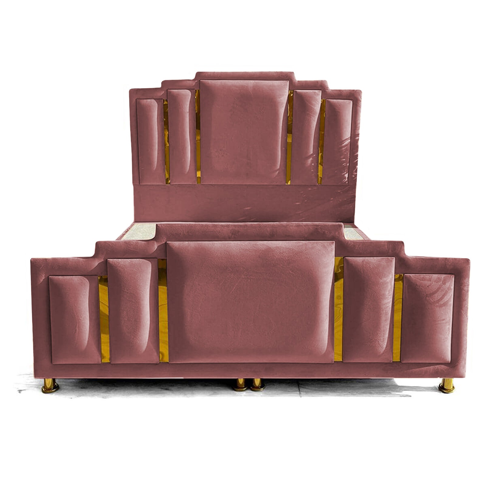 In House | Lisbon Velvet Bed Frame Dark Pink 200x90