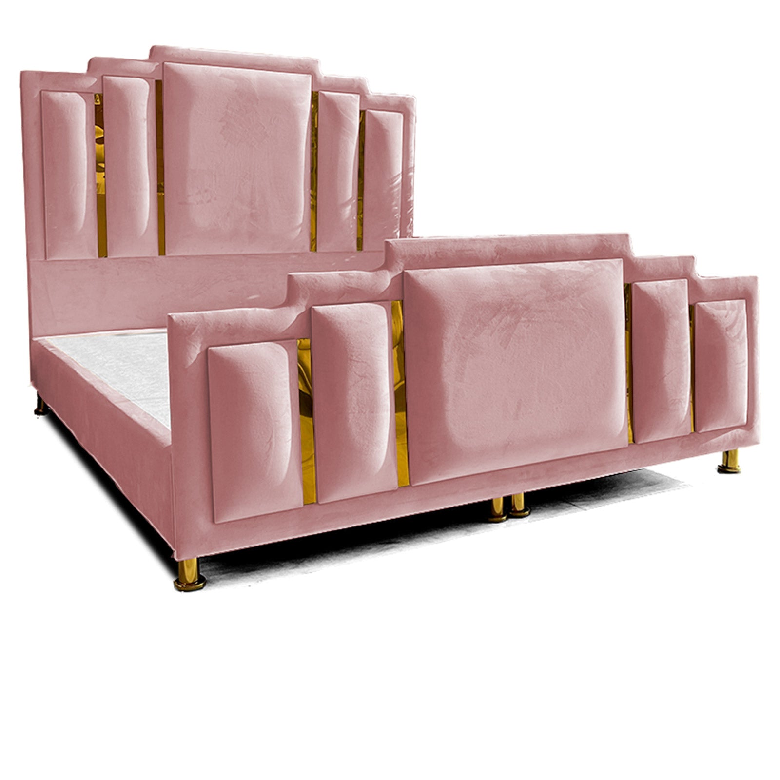 In House | Lisbon Velvet Bed Frame Light Pink 200x90