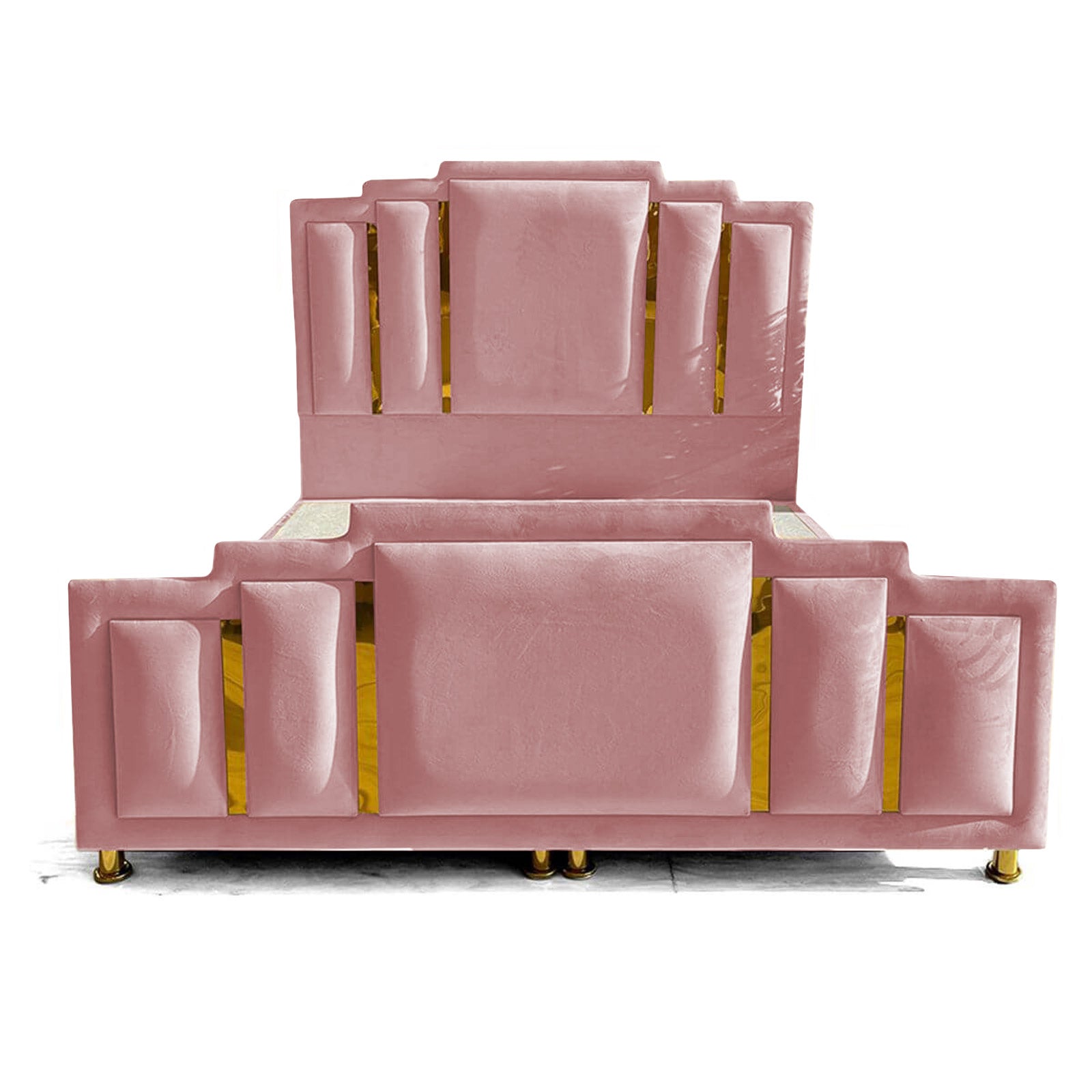 In House | Lisbon Velvet Bed Frame Light Pink 200x90