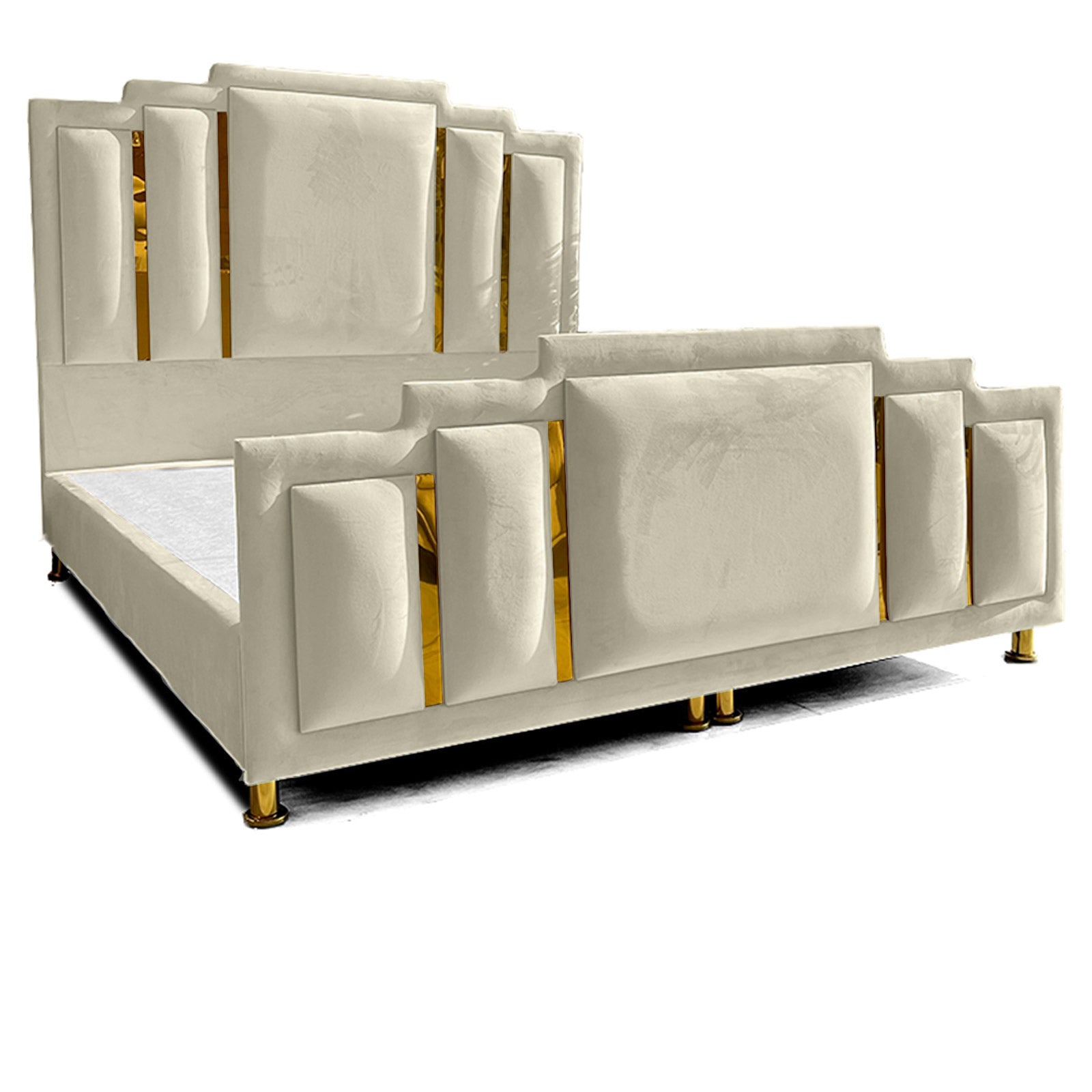 In House | Lisbon Velvet Bed Frame Ivory 200x90