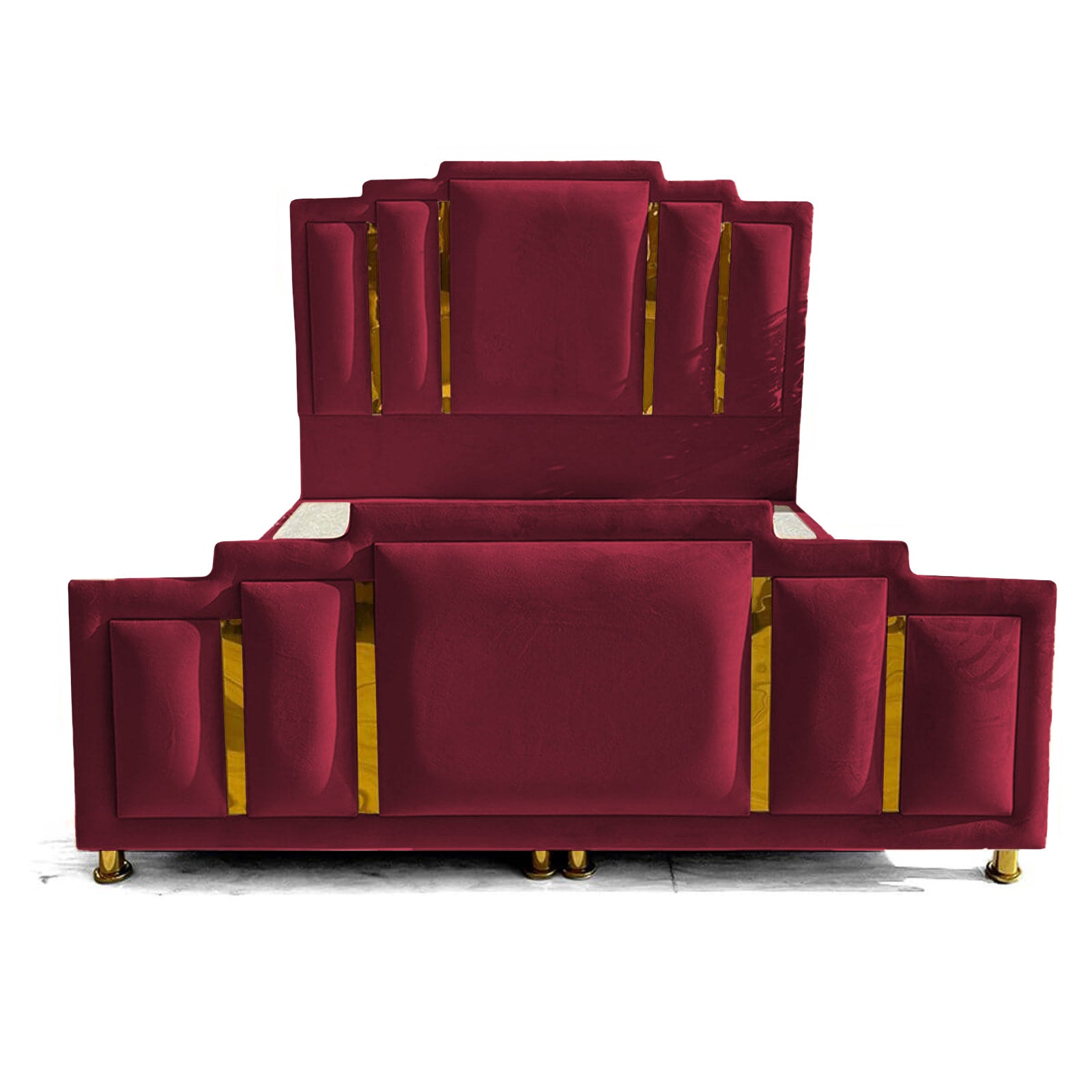 In House | Lisbon Velvet Bed Frame Burgundy 200x90