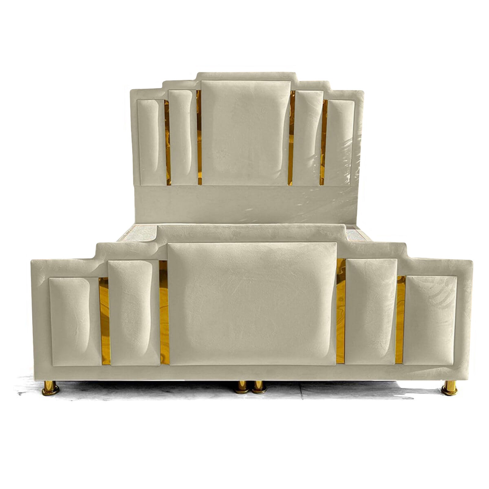 In House | Lisbon Velvet Bed Frame Ivory 200x90