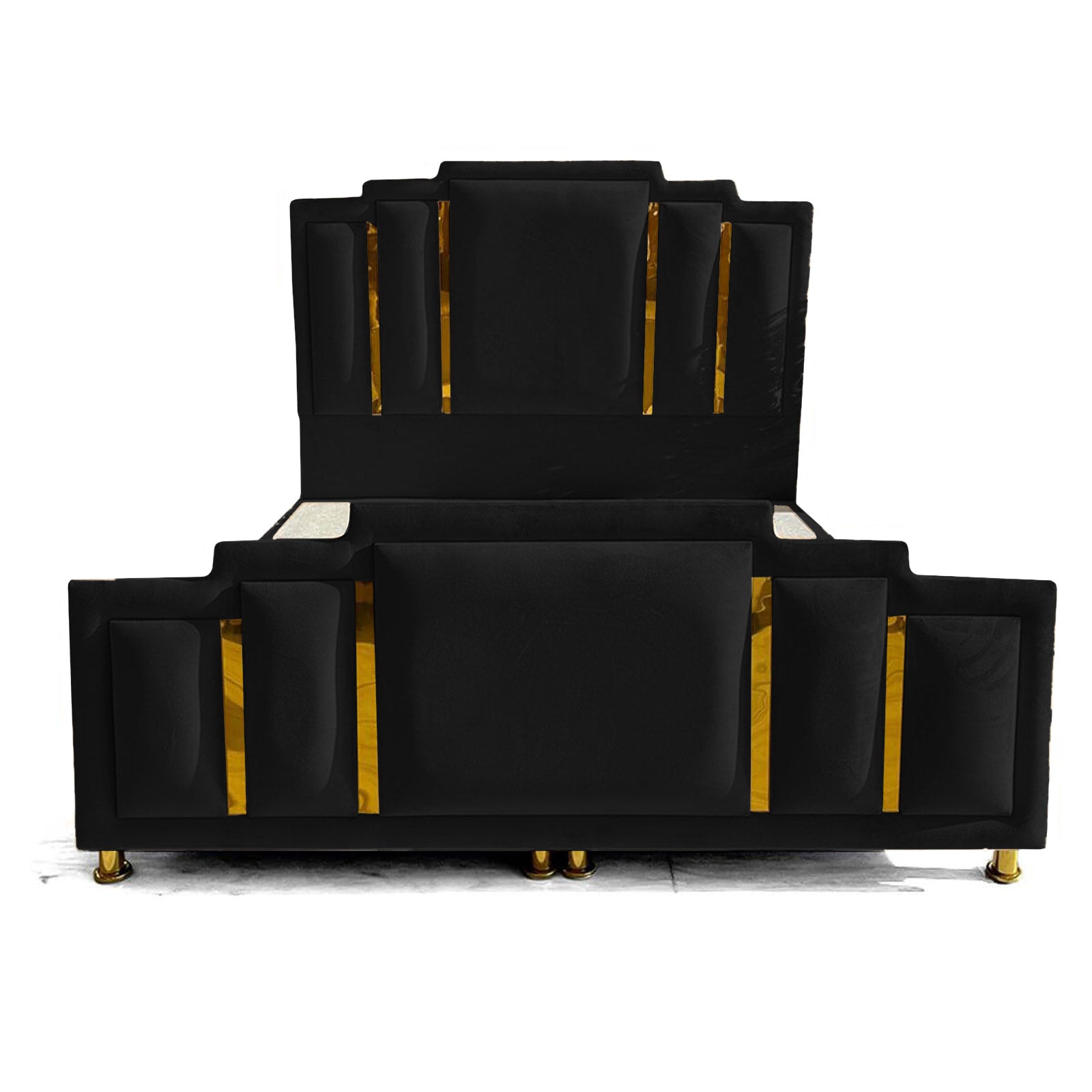 In House | Lisbon Velvet Bed Frame Black 200x90
