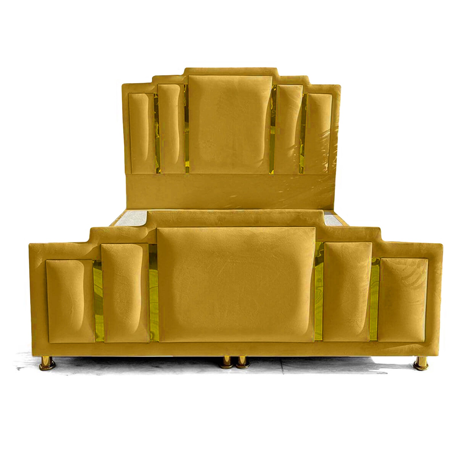 In House | Lisbon Velvet Bed Frame Gold 200x90