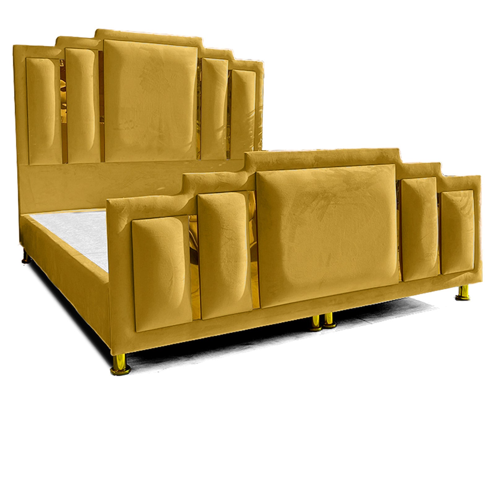 In House | Maldives Velvet Bed Frame Gold 200x160