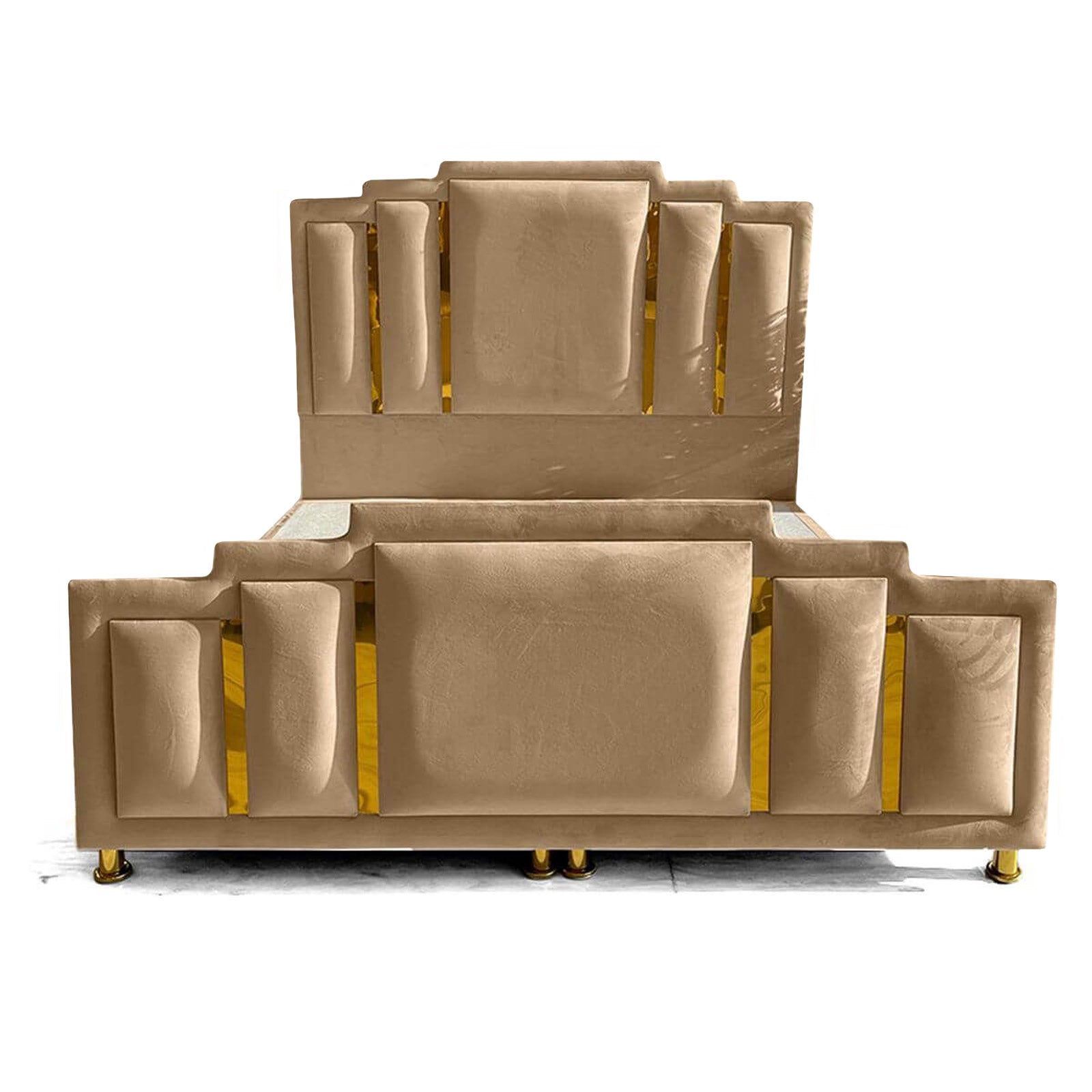 In House | Lisbon Velvet Bed Frame Beige 200x90