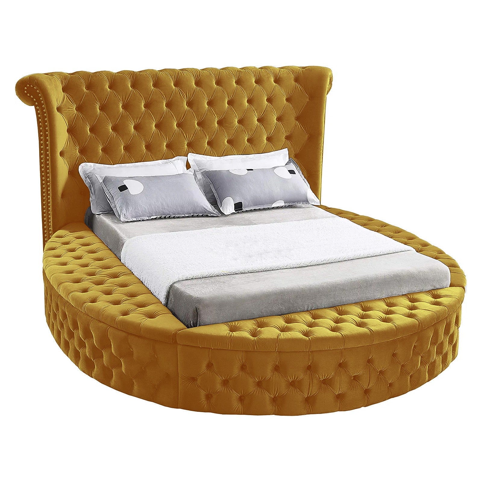 In House | Milano Velvet Bed Frame Gold 200x160