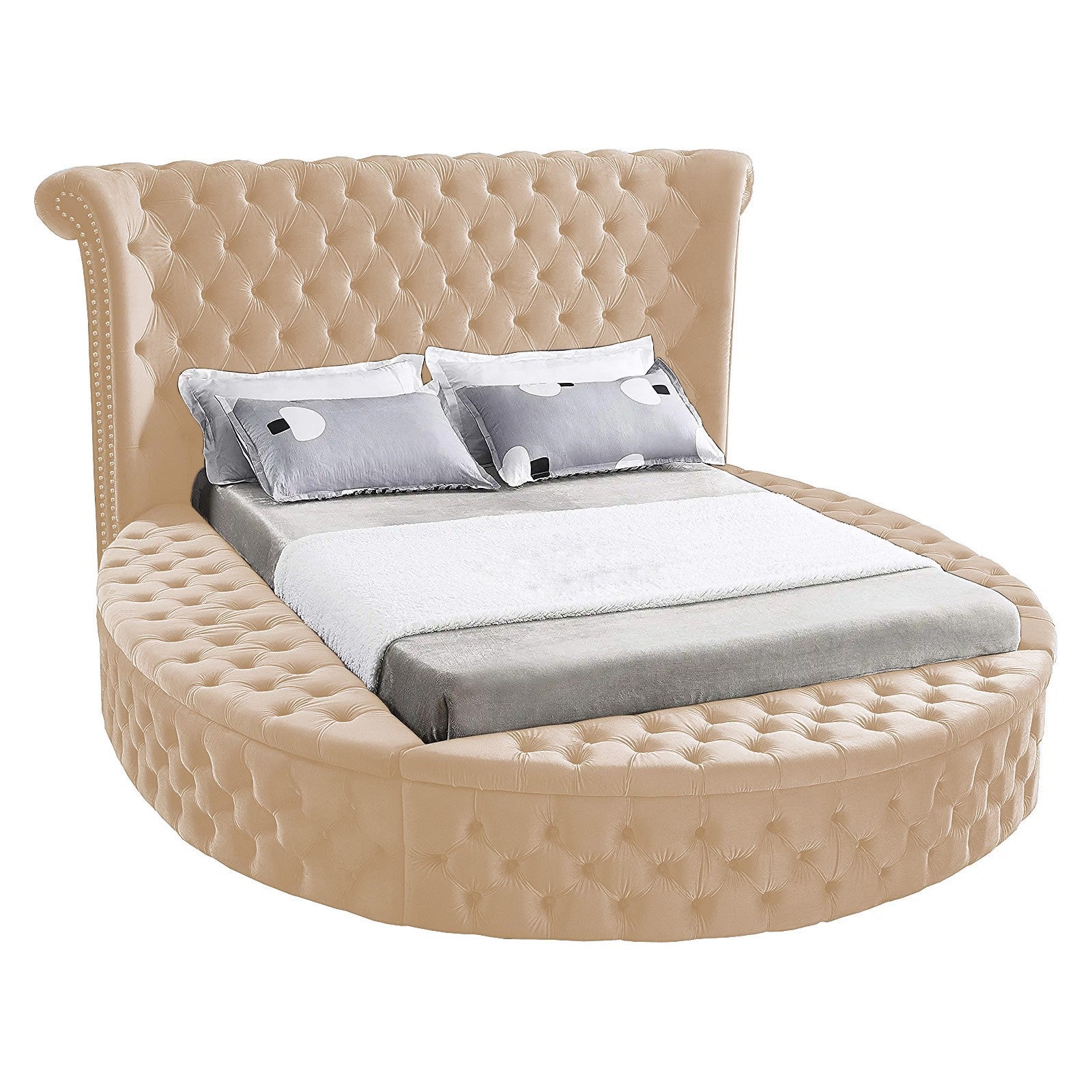 In House | Milano Velvet Bed Frame Beige 200x160