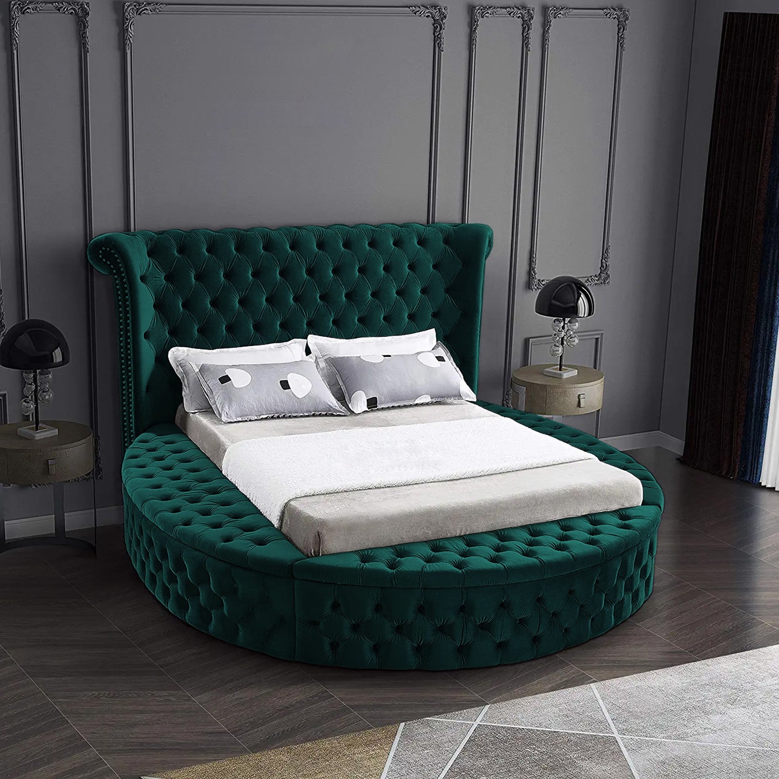 In House | Milano Velvet Bed Frame Dark Green 200x160