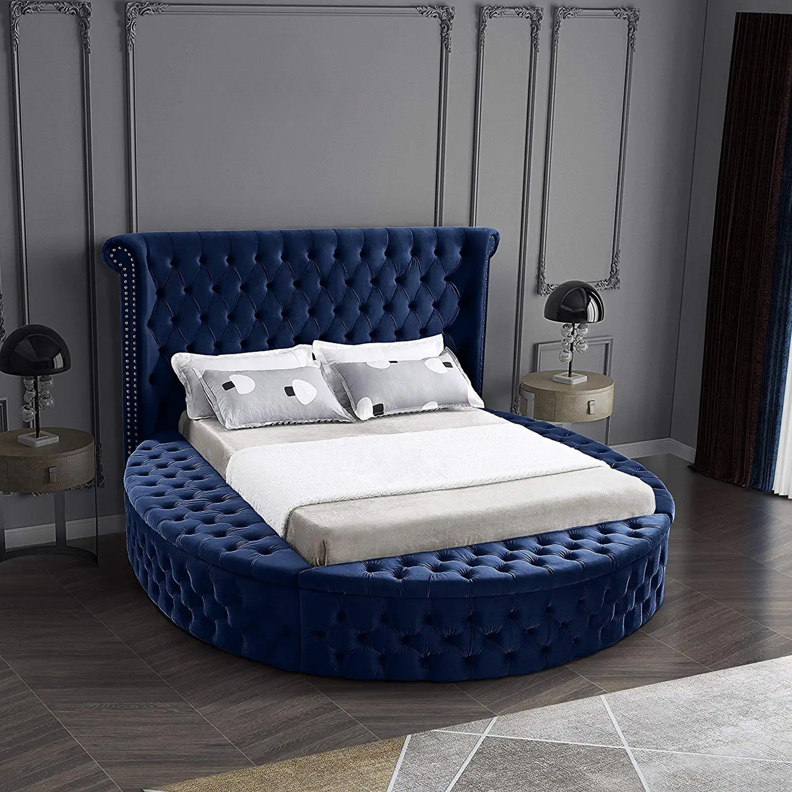 In House | Milano Velvet Bed Frame Dark Blue 200x160