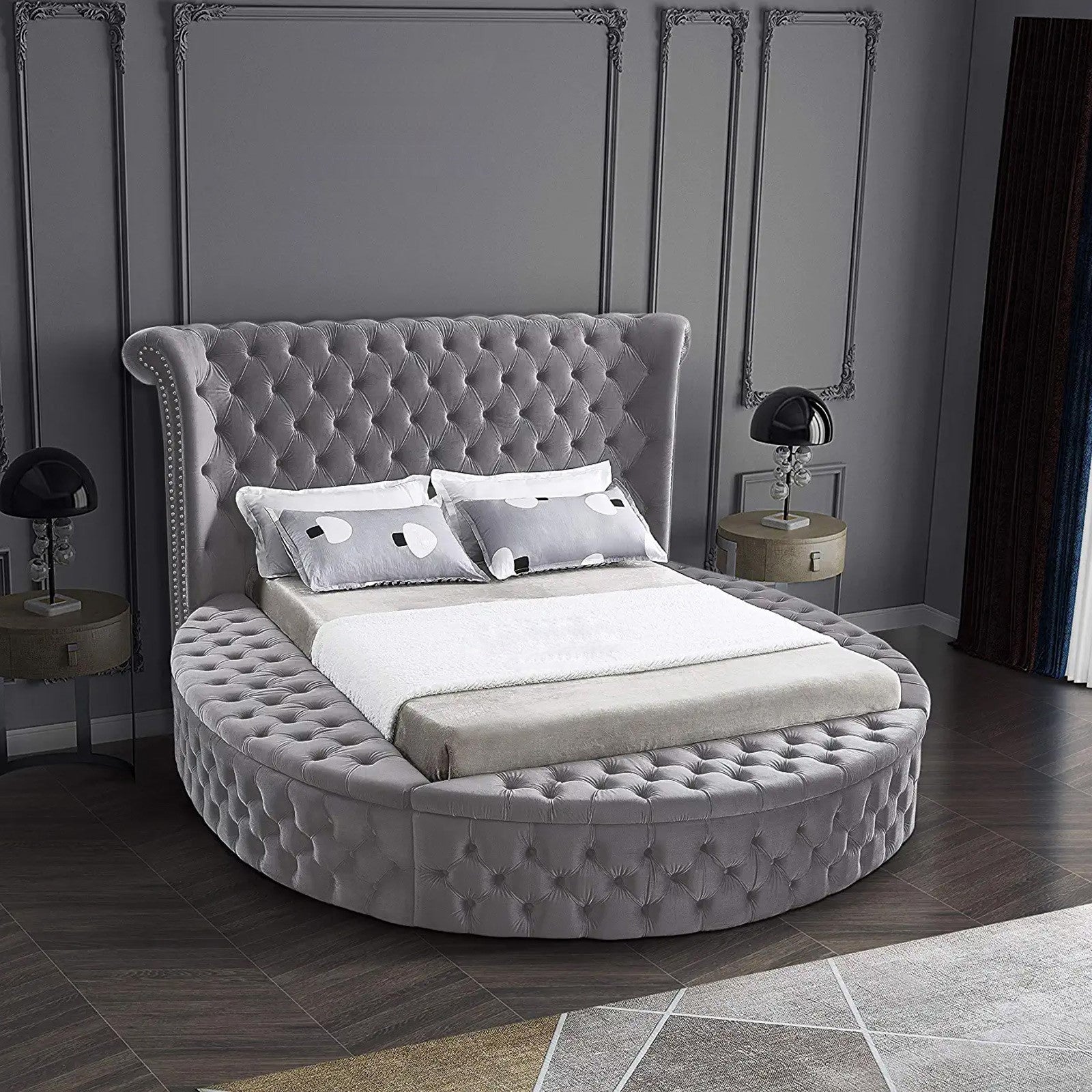 In House | Milano Velvet Bed Frame Grey 200x160