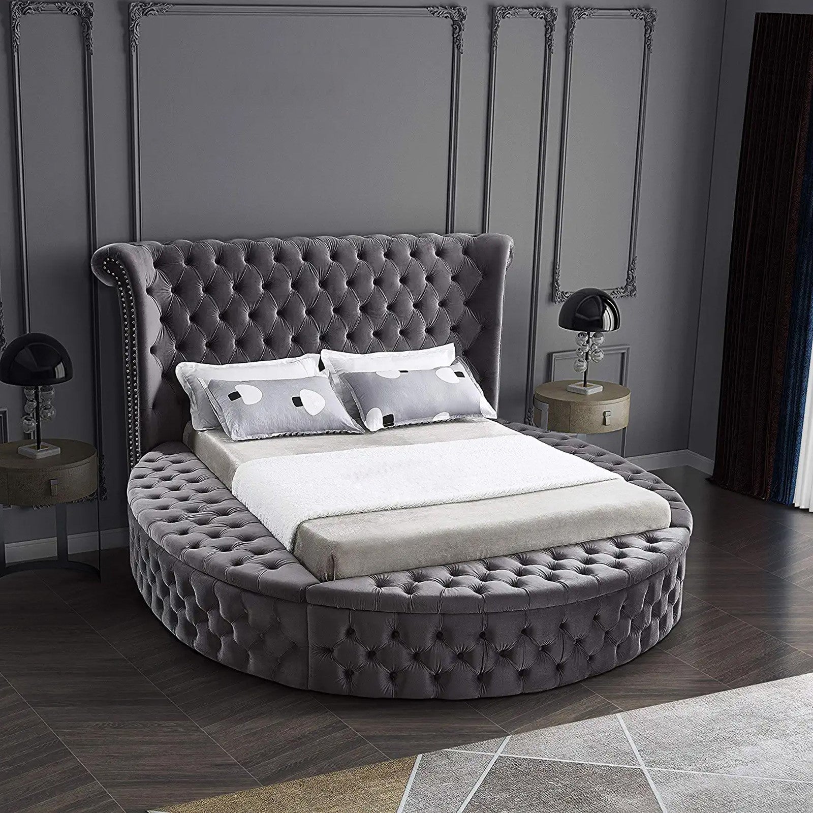 In House | Milano Velvet Bed Frame Dark Grey 200x160