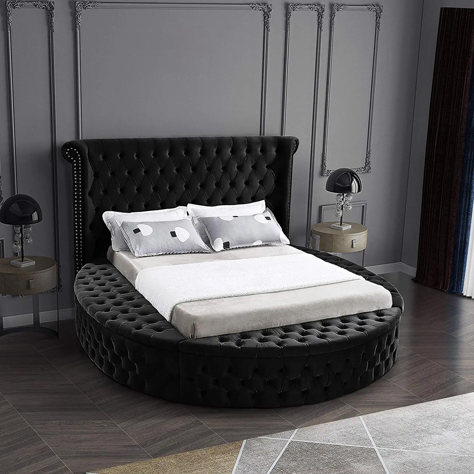 In House | Milano Velvet Bed Frame Black 200x160