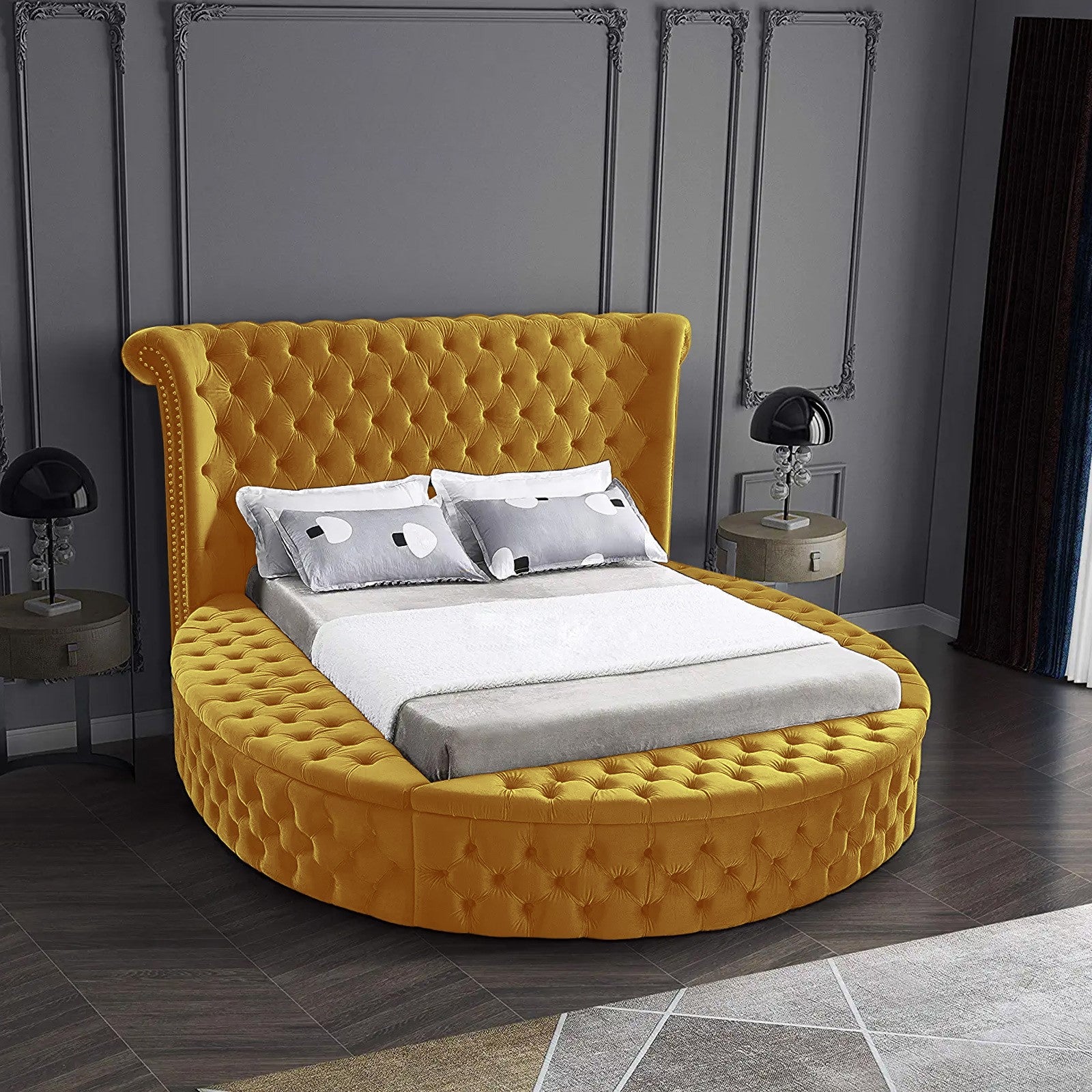 In House | Milano Velvet Bed Frame Gold 200x160