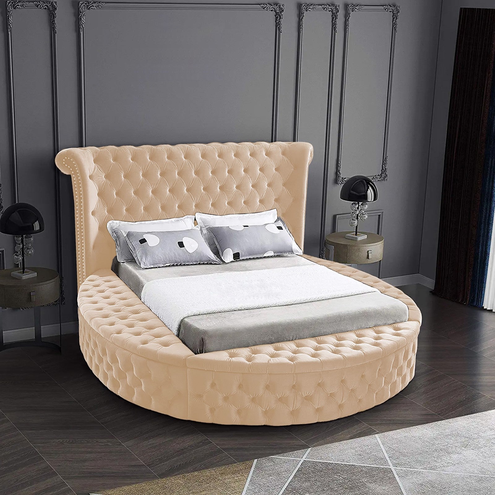 In House | Milano Velvet Bed Frame Beige 200x160