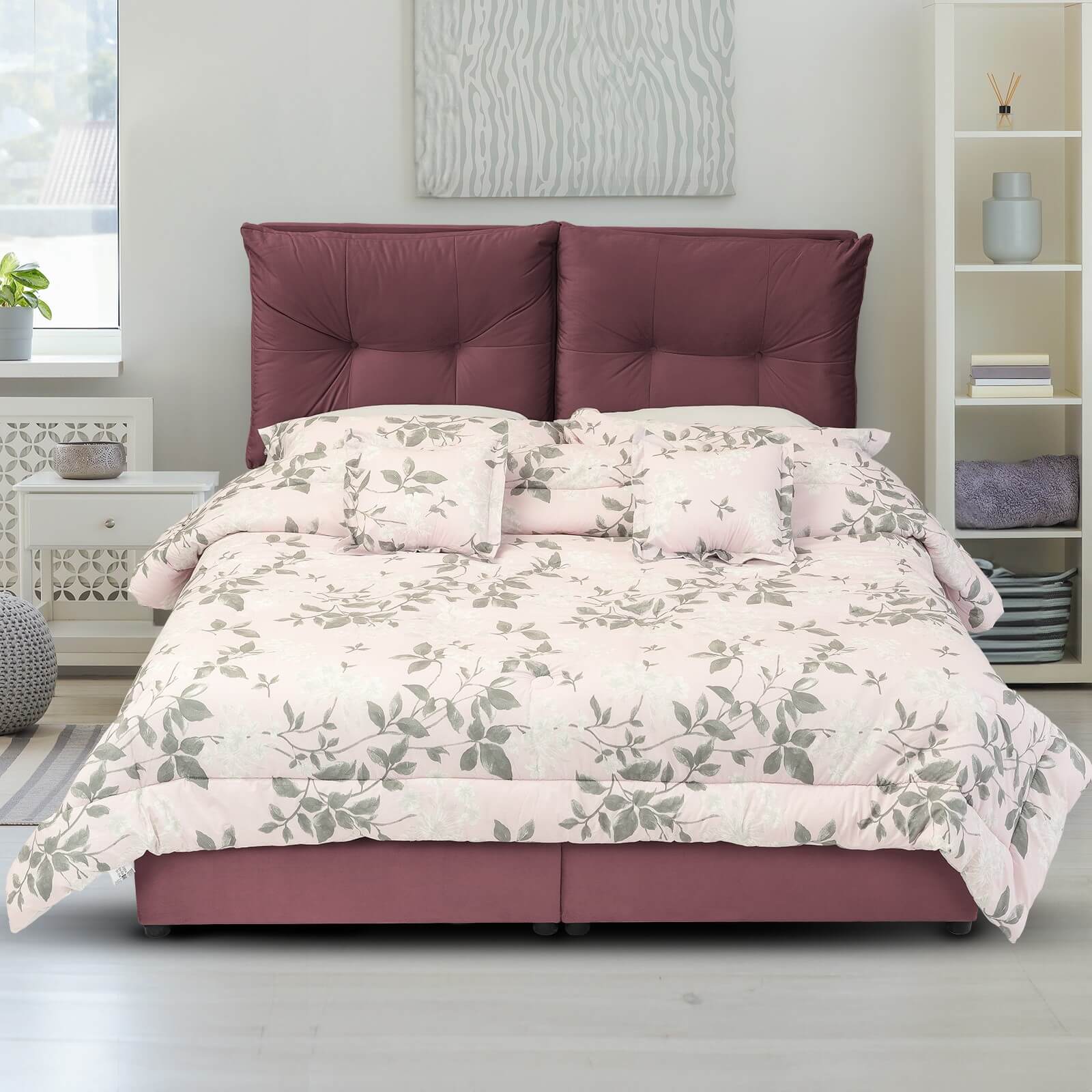 In House | Oslo Velvet Bed Frame Dark Pink 200x150