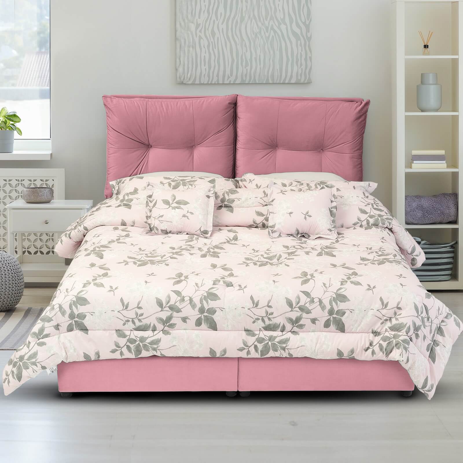 In House | Oslo Velvet Bed Frame Light Pink 200x150
