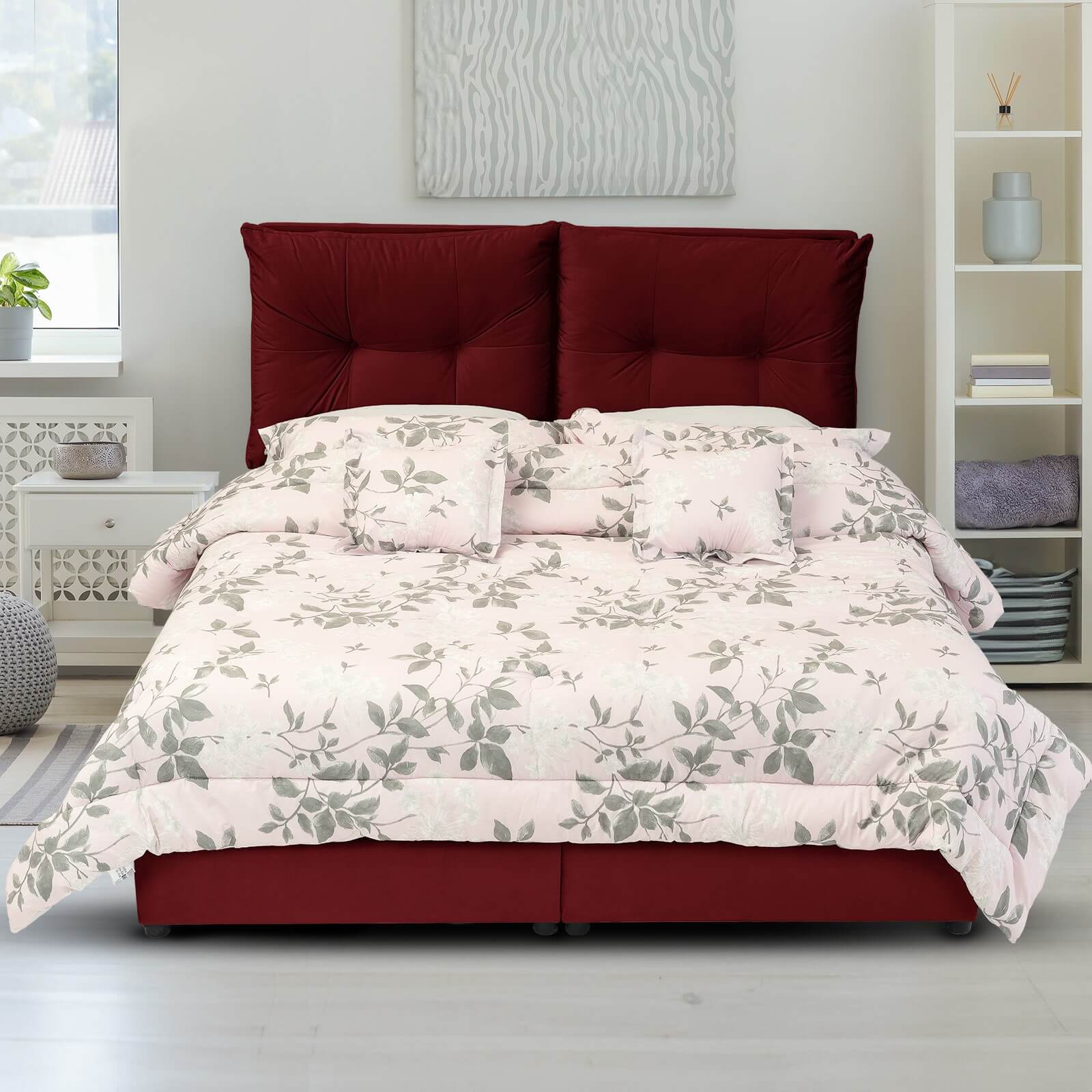 In House | Oslo Velvet Bed Frame Burgundy 200x90