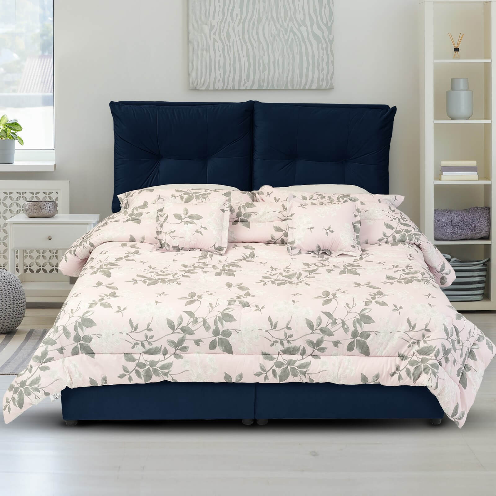 In House | Oslo Velvet Bed Frame Dark Blue 200x90
