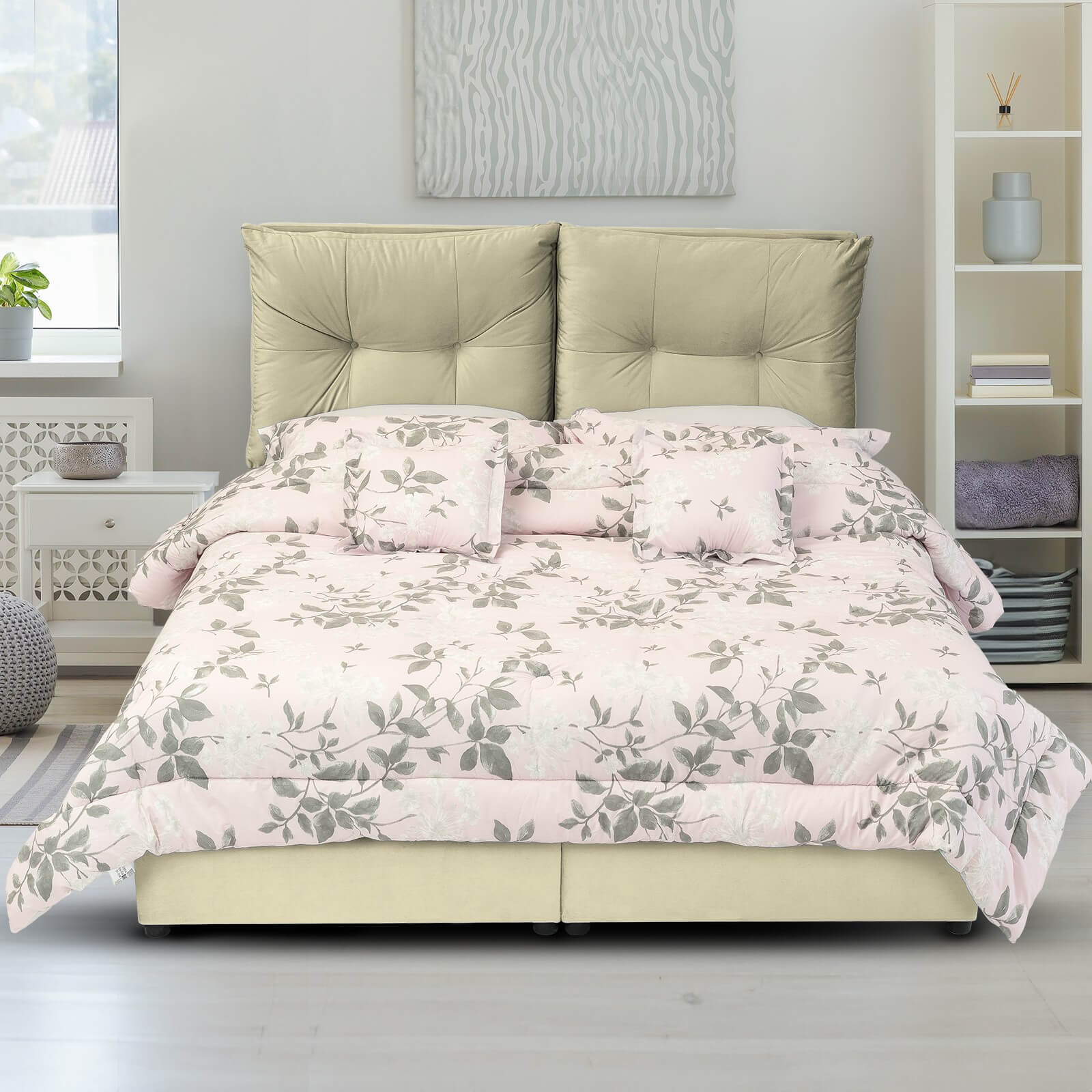 In House | Oslo Velvet Bed Frame Beige 200x90