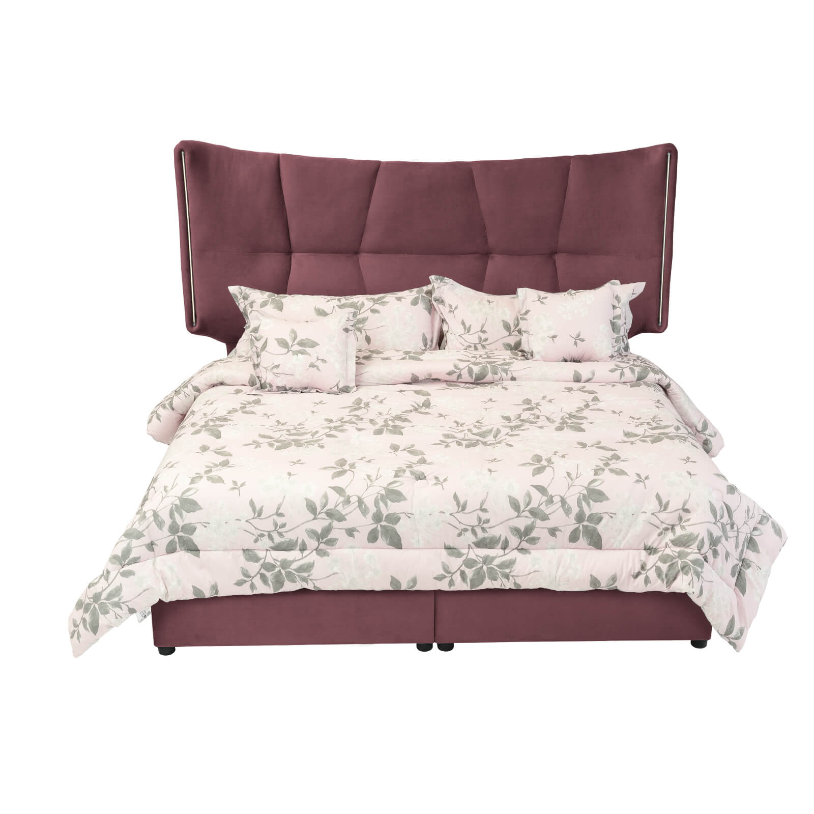 In House | Oslo Velvet Bed Frame Dark Pink 200x180