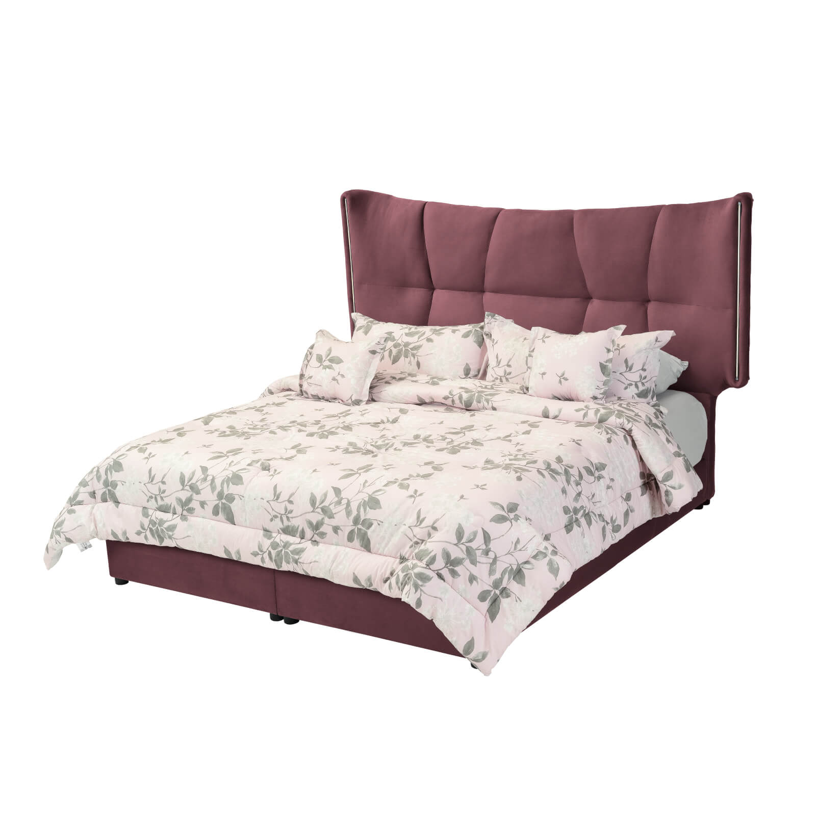 In House | Oslo Velvet Bed Frame Dark Pink 200x180