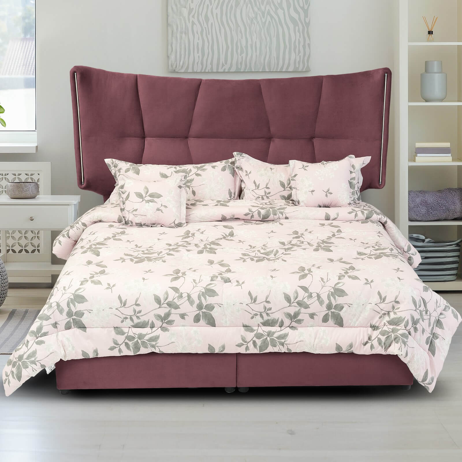 In House | Berlin Bed Frame Velvet Dark Pink 200x90