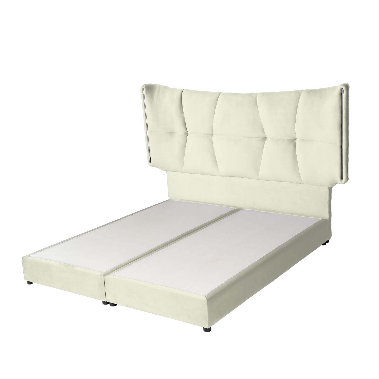 In House | Oslo Velvet Bed Frame Ivory 200x160