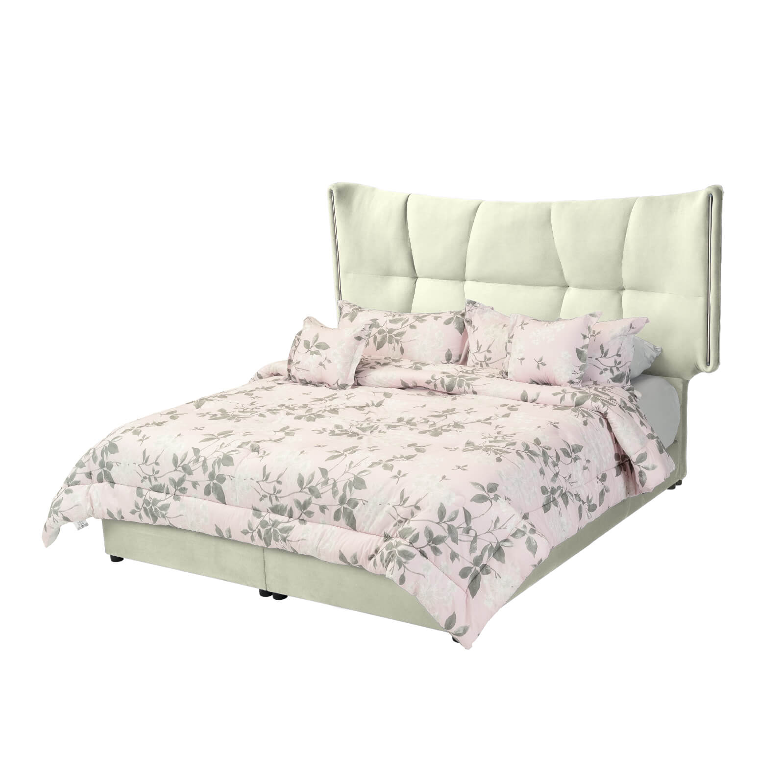 In House | Oslo Velvet Bed Frame Ivory 200x160