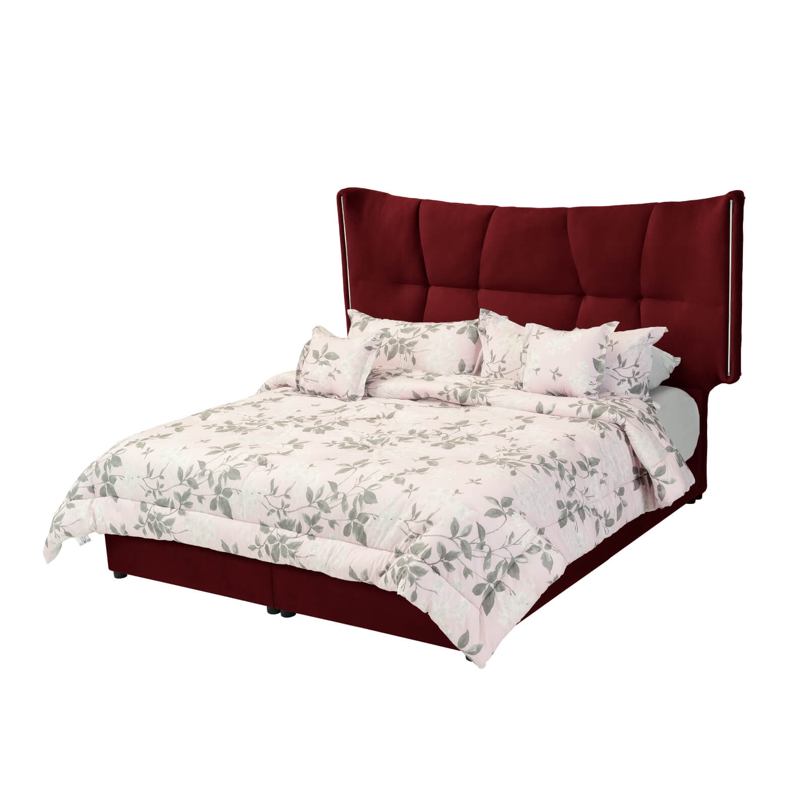 In House | Oslo Velvet Bed Frame Burgundy 200x200
