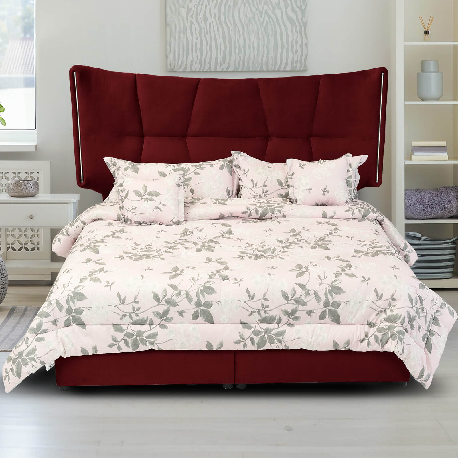 In House | Oslo Velvet Bed Frame Burgundy 200x180