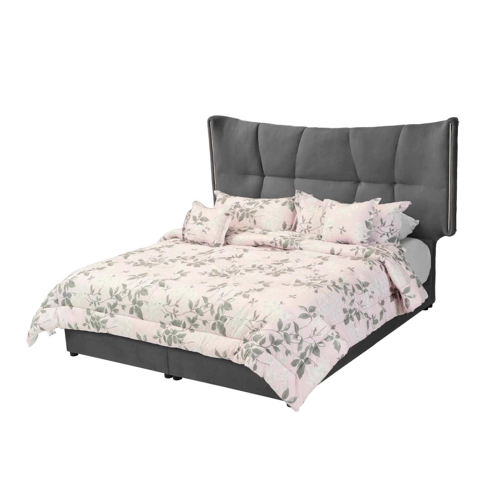 In House | Oslo Velvet Bed Frame Grey 200x180