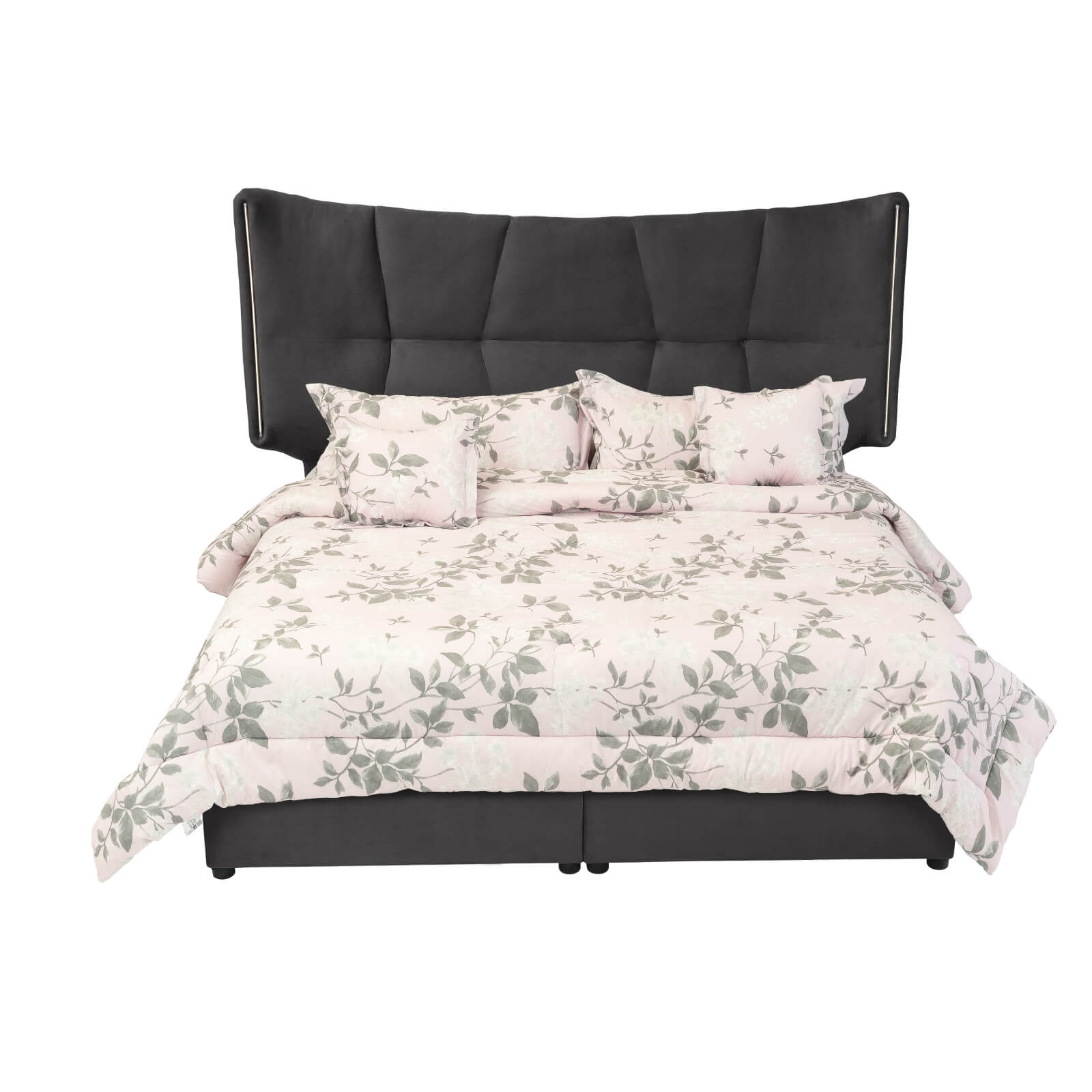 In House | Oslo Velvet Bed Frame Dark Grey 200x180