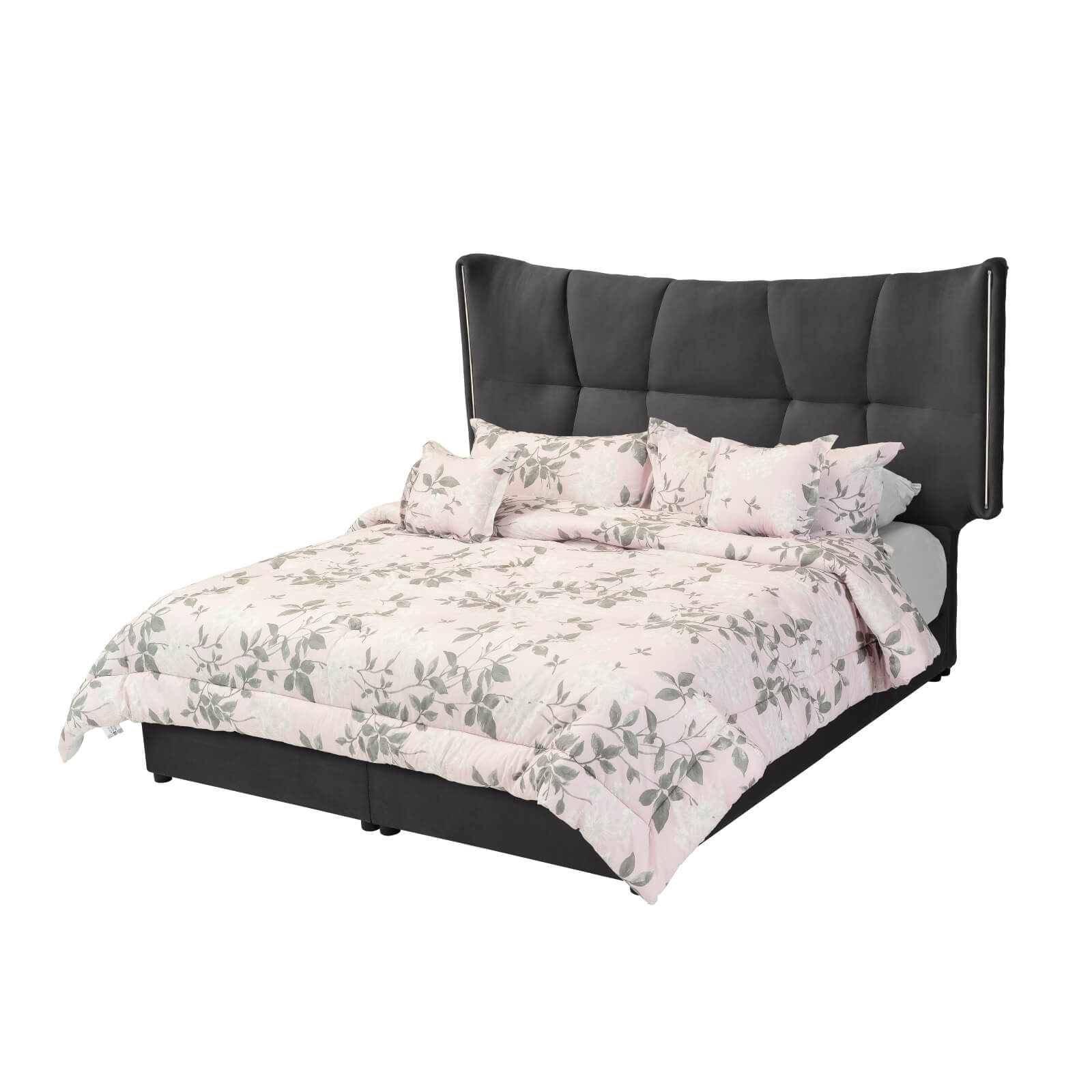 In House | Oslo Velvet Bed Frame Dark Grey 200x180