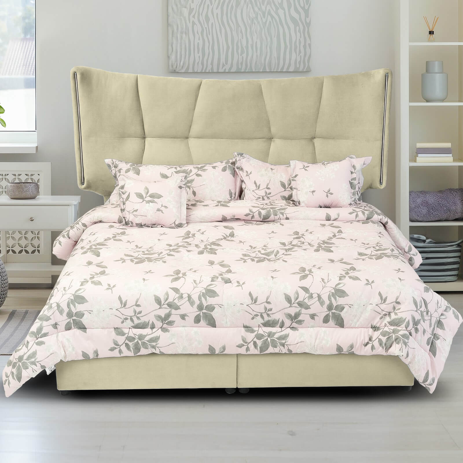 In House | Oslo Velvet Bed Frame Beige 200x200
