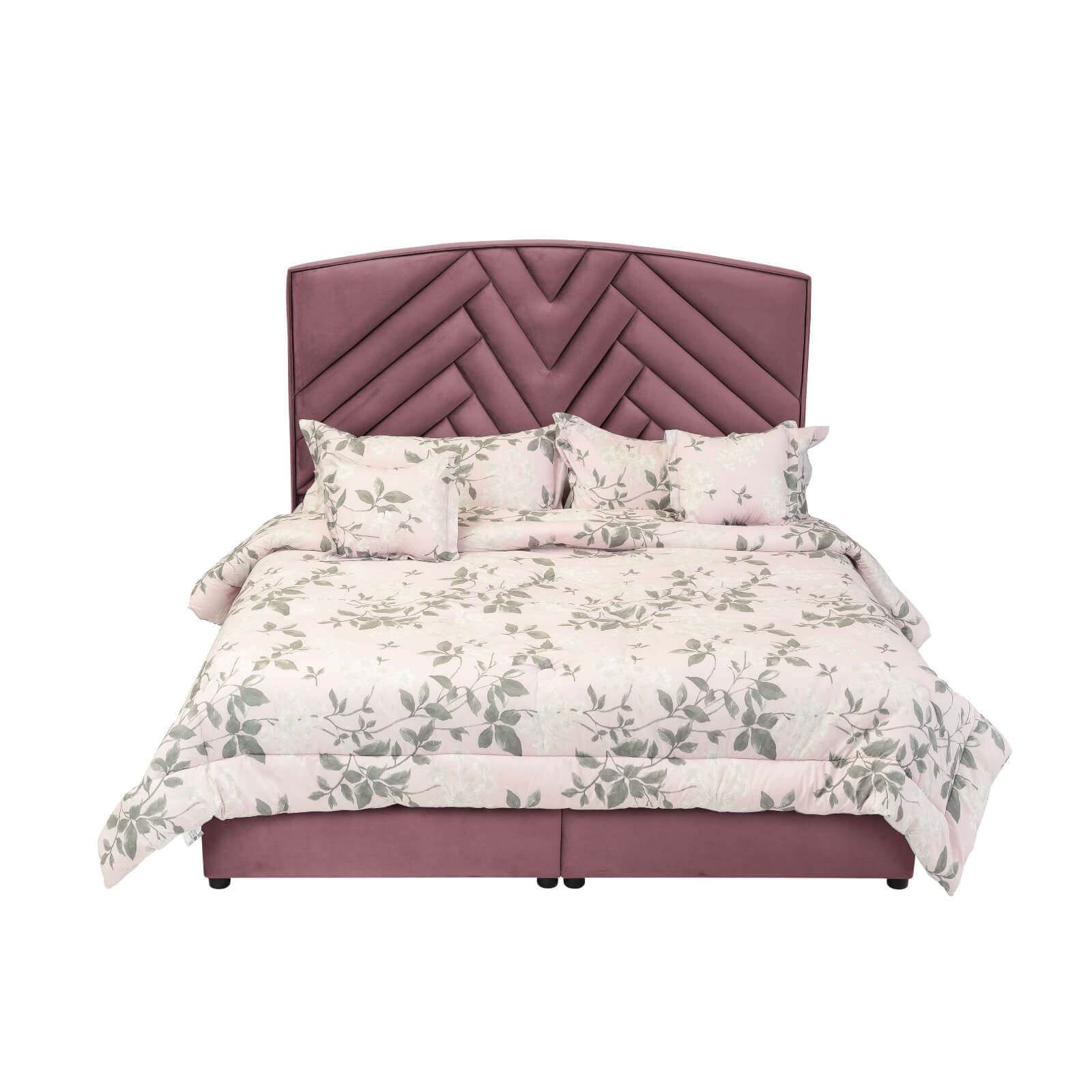 In House | Berlin Bed Frame Velvet Dark Pink 200x180