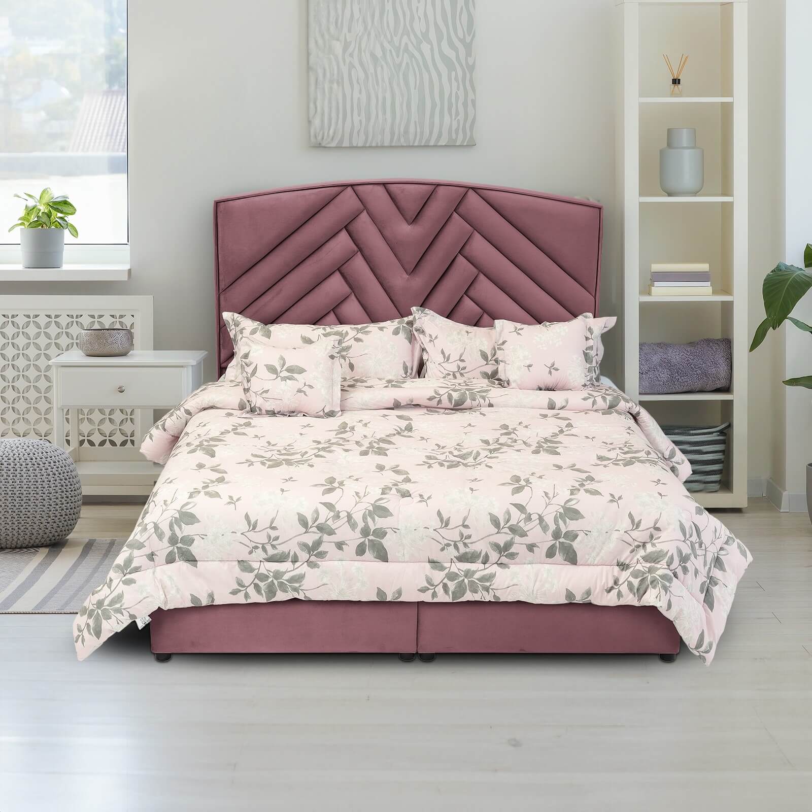 In House | Madrid Bed Frame Velvet Dark Pink 200x120