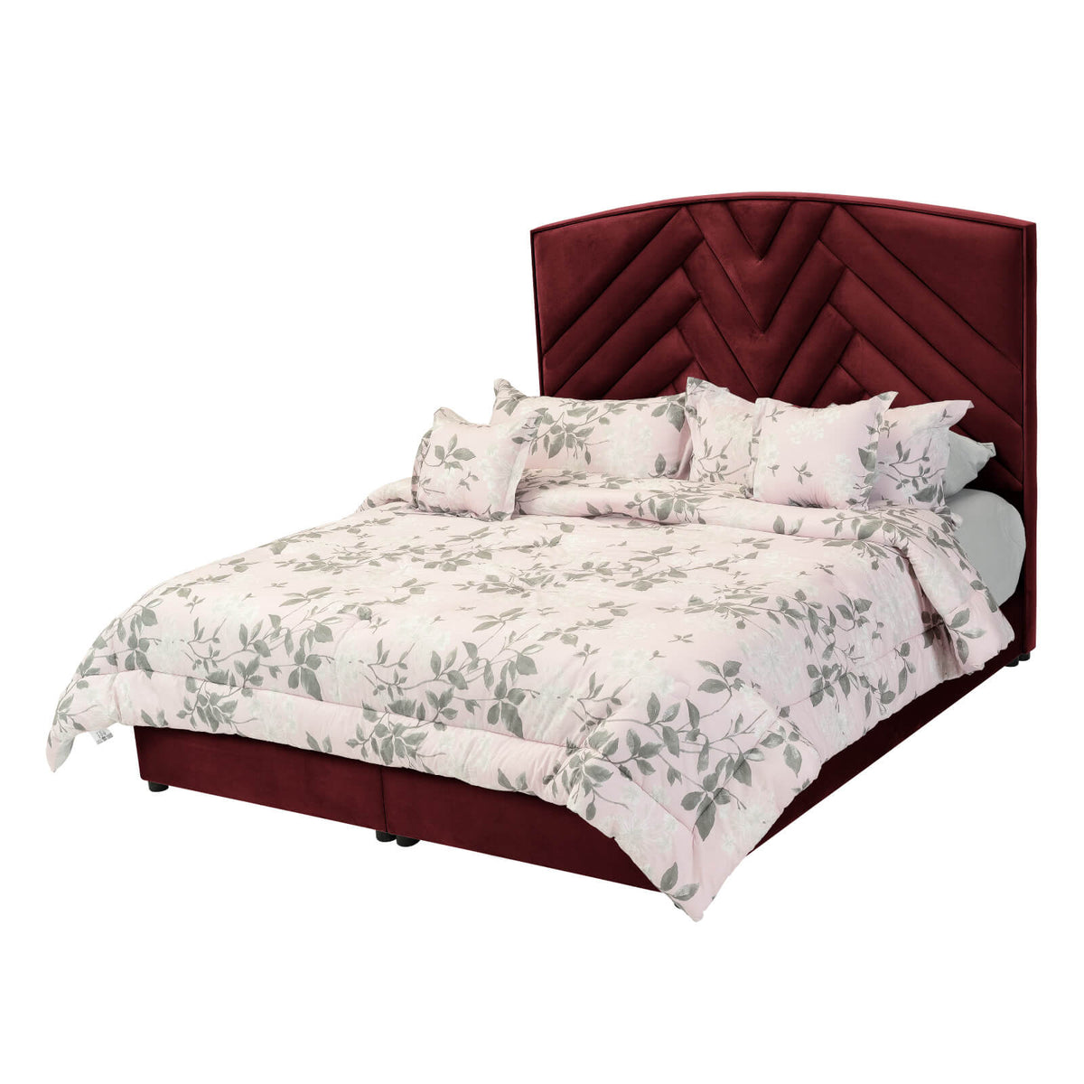 In House | Madrid Bed Frame Velvet Burgundy 200x100