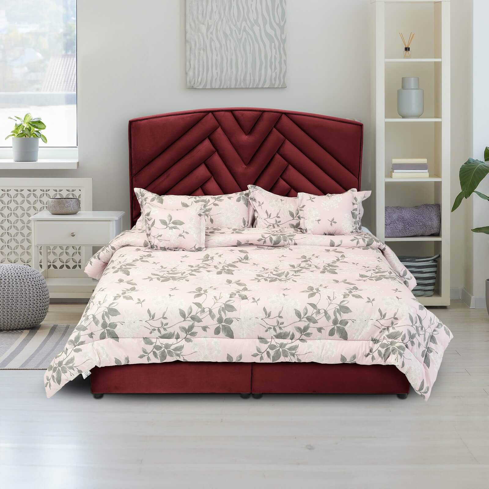 In House | Berlin Bed Frame Velvet Burgundy 200x160