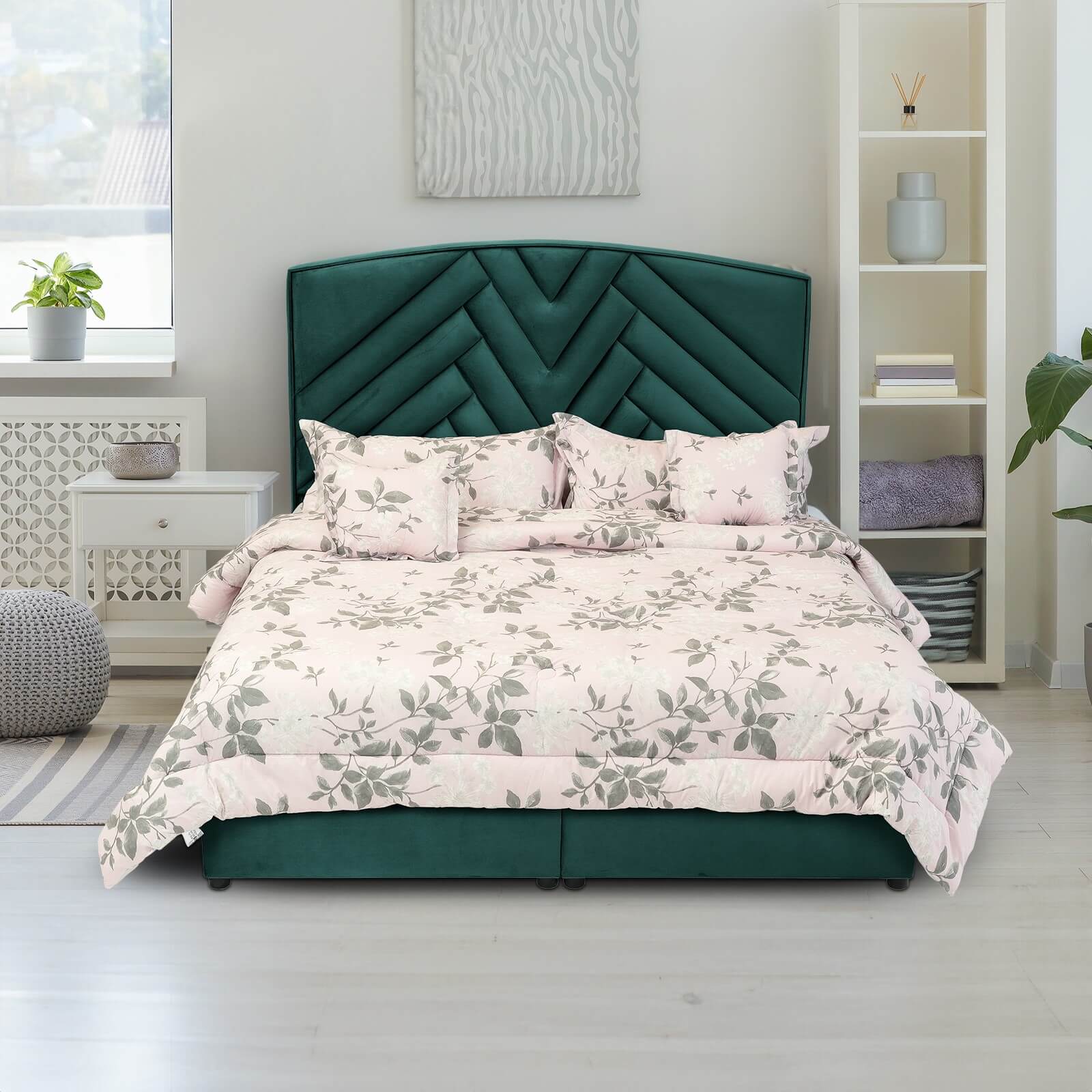 In House | Berlin Bed Frame Velvet Dark Green 200x180