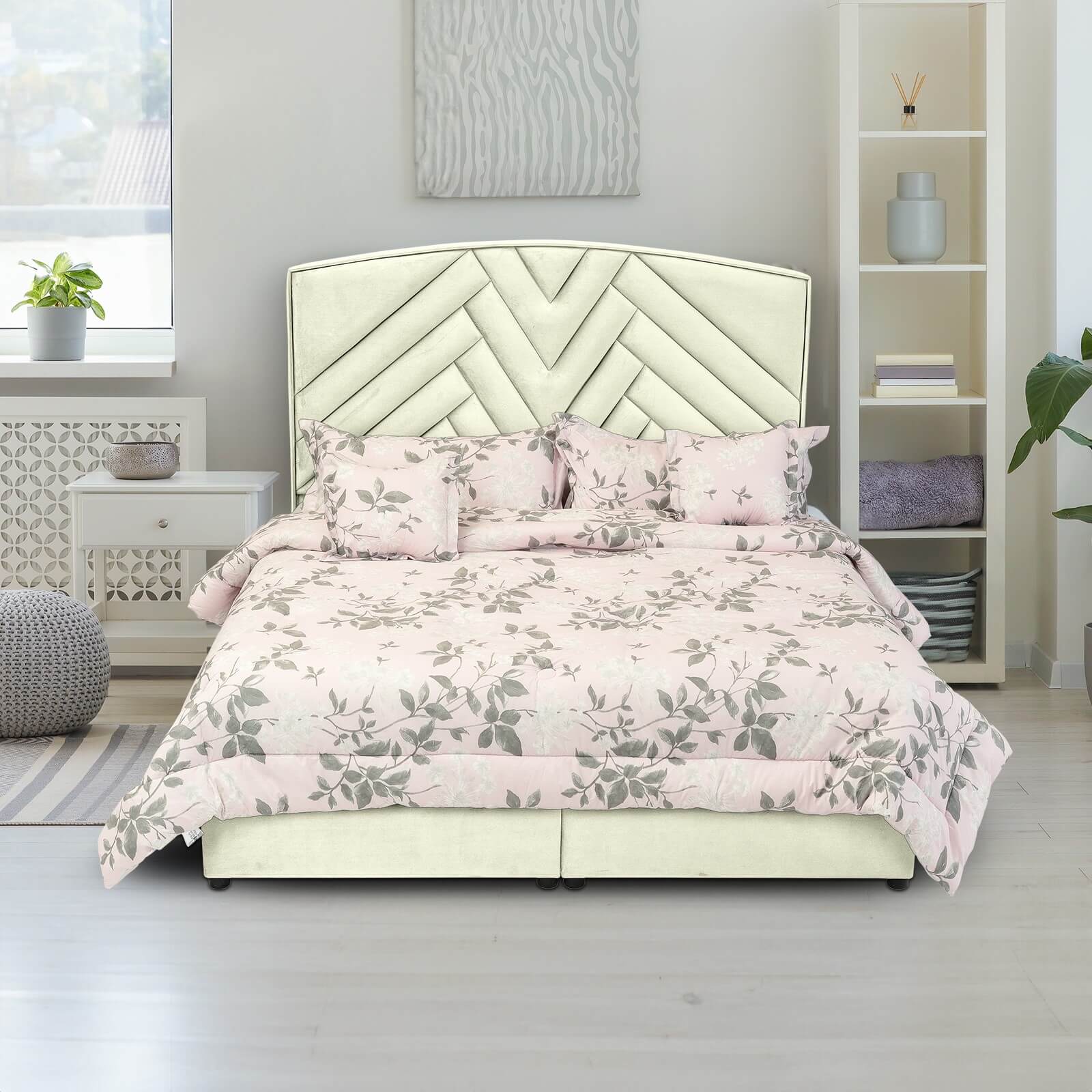 In House | Berlin Bed Frame Velvet Ivory 200x160