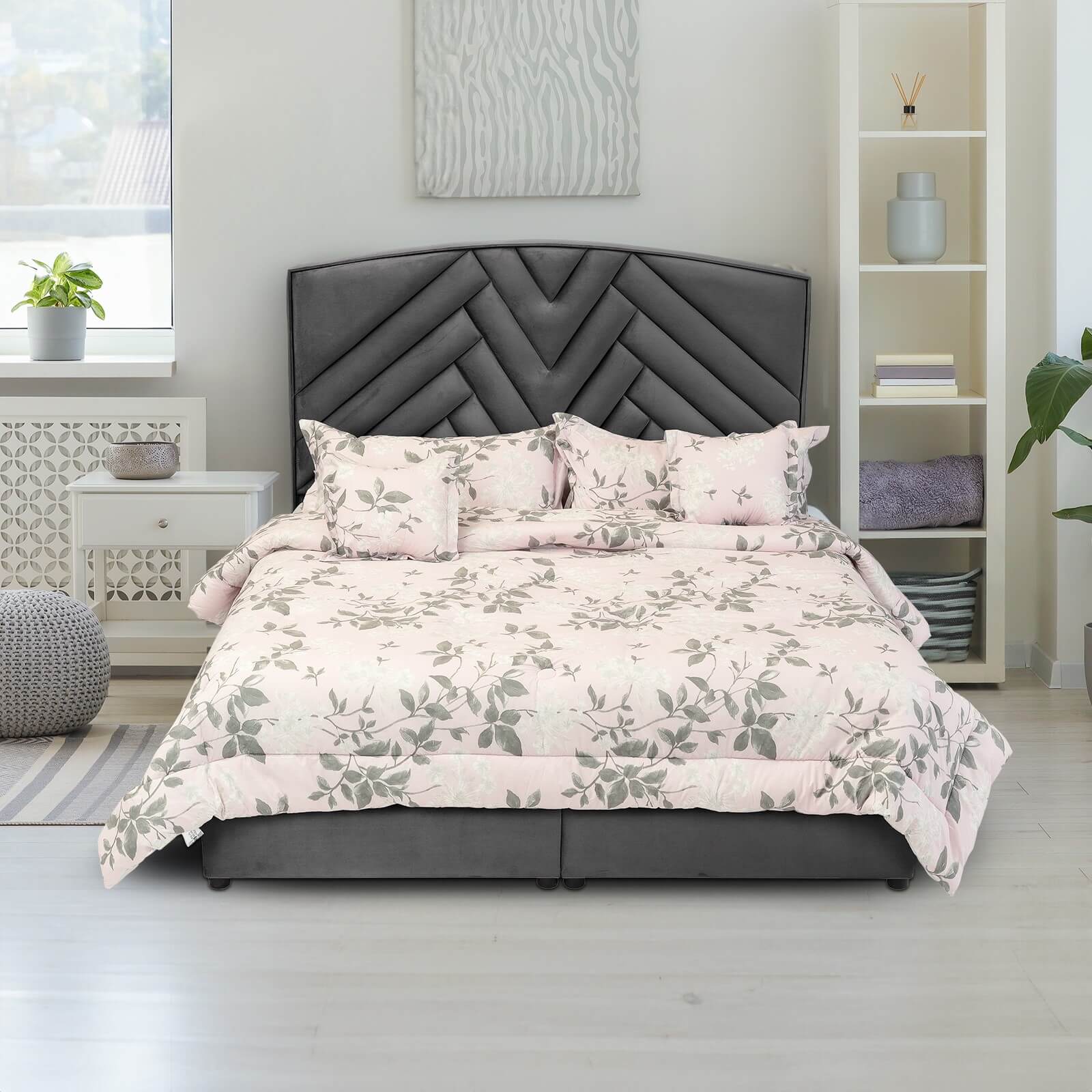 In House | Madrid Bed Frame Velvet Dark Grey 200x140
