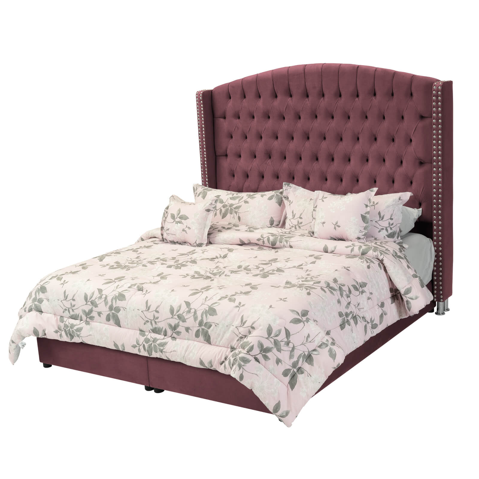 In House | Alkmar Bed Frame Velvet Dark Pink 200x150